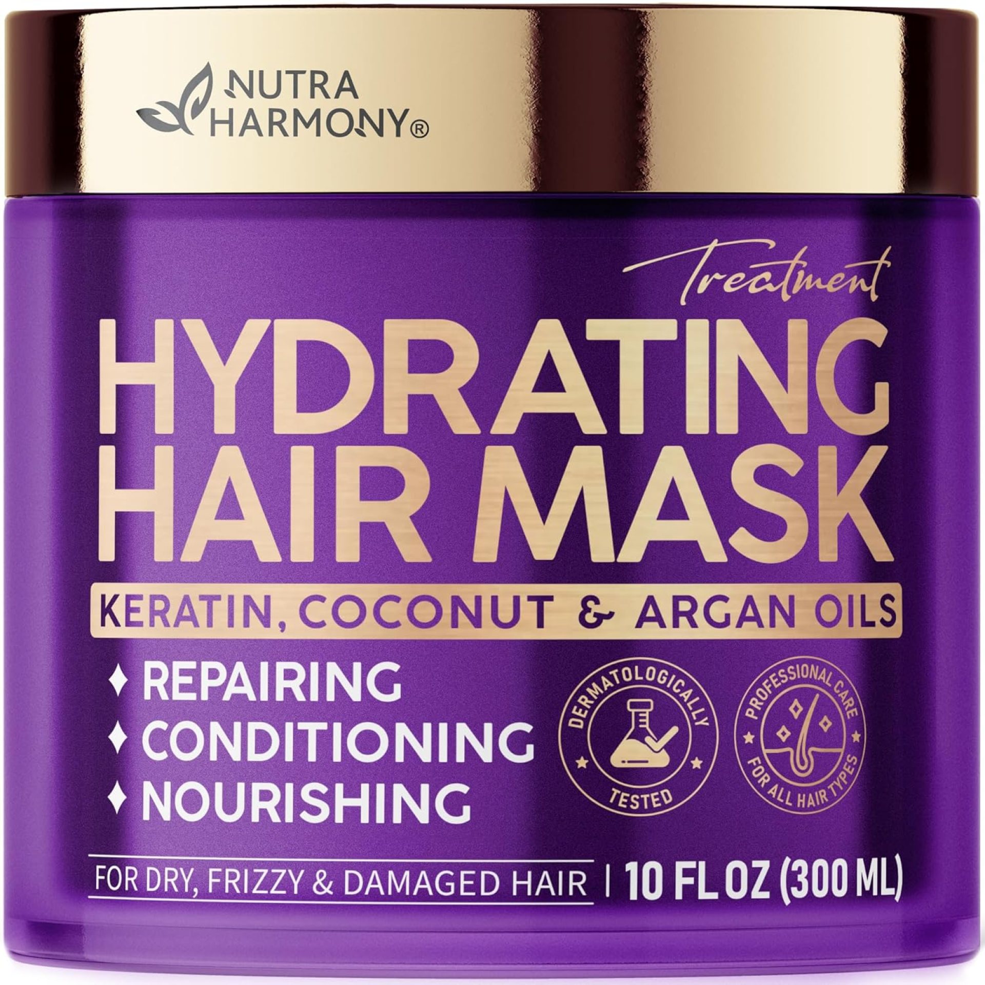 Hydrating Hair Mask – For Dry Damaged Hair – Moisturizing Keratin Treatment – Argan & Coconut Oil | Biotin | Collagen – Deep Conditioning, Anti Frizz Product for Women – Care for All HairTypes, 10 Oz Hydrating Hair Mask – For Dry Damaged Hair – Moisturizing Keratin Treatment – Argan & Coconut Oil | Biotin | Collagen – Deep Conditioning, Anti Frizz Product for Women – Care for All HairTypes, 10 Oz