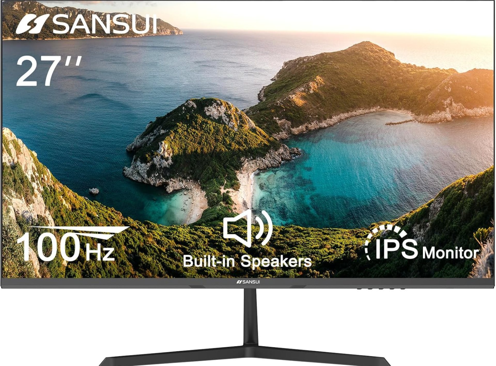SANSUI Monitor 27 Inch IPS 100Hz Computer Monitor, Built-in Speakers FHD 1080P HDR Adaptive Sync Tilt Adjustable Frameless VESA Compatible for Office and Home (ES-27X3L) SANSUI Monitor 27 Inch IPS 100Hz Computer Monitor, Built-in Speakers FHD 1080P HDR Adaptive Sync Tilt Adjustable Frameless VESA Compatible for Office and Home (ES-27X3L)