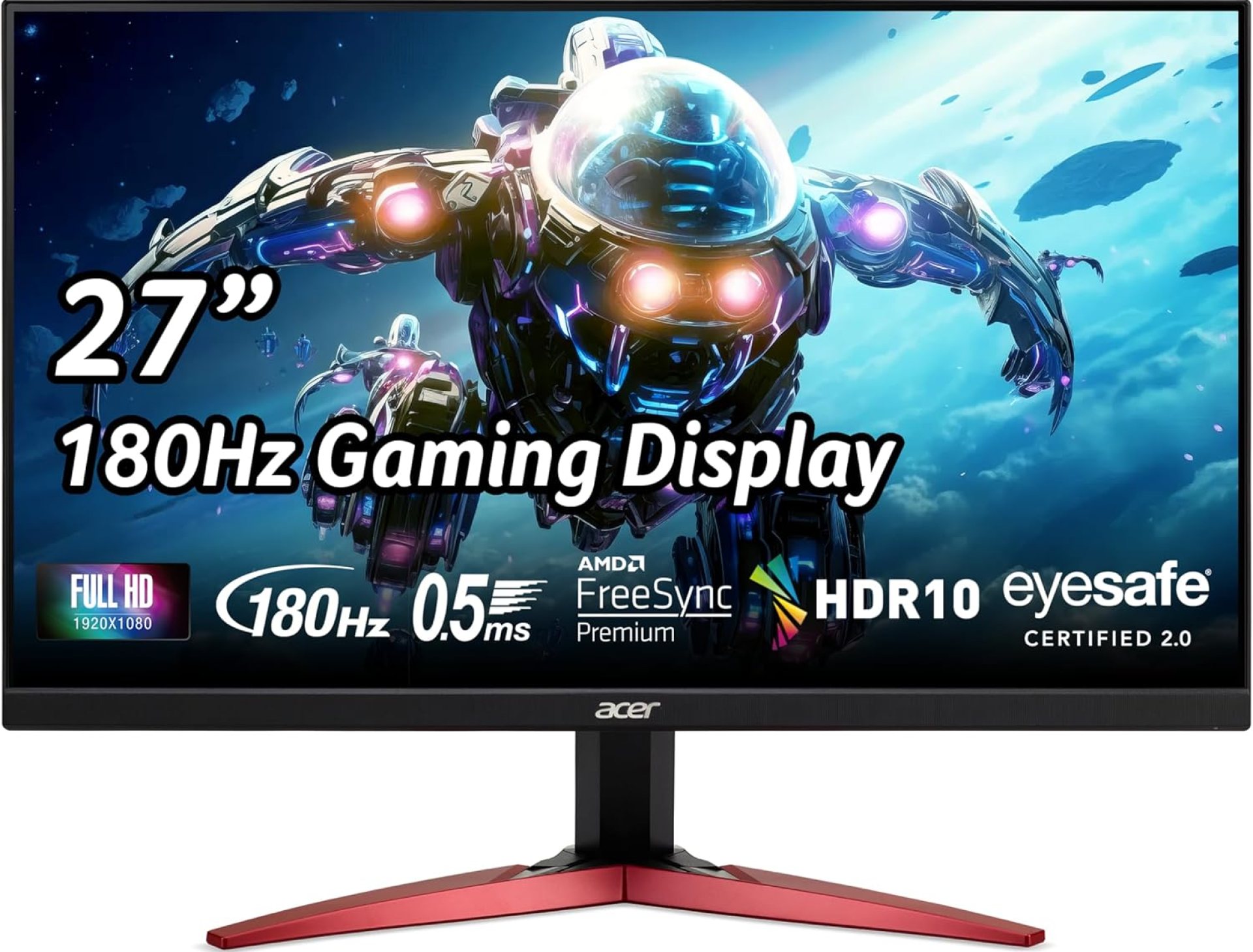 Acer Nitro 27″ Full HD 1920 x 1080 PC Gaming IPS Monitor | AMD FreeSync Premium | 180Hz Refresh | Up to 0.5ms | HDR10 Support | 99% sRGB | 1 x Display Port 1.2 & 2 x HDMI 2.0 | KG271 M3biip,Black Acer Nitro 27″ Full HD 1920 x 1080 PC Gaming IPS Monitor | AMD FreeSync Premium | 180Hz Refresh | Up to 0.5ms | HDR10 Support | 99% sRGB | 1 x Display Port 1.2 & 2 x HDMI 2.0 | KG271 M3biip,Black