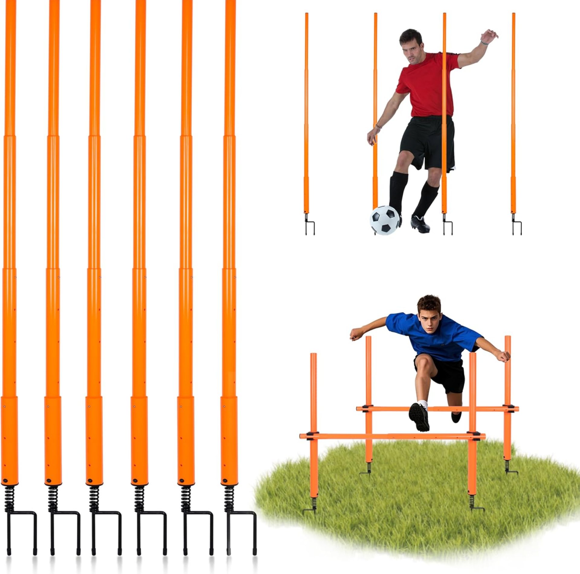 Hikeen Adjustable Length Soccer Poles Agility Training Hurdles and Football Obstacle for Teenager Soccer Training Outdoor Sports Speed Training Equipment 4PCS/6PCS Hikeen Adjustable Length Soccer Poles Agility Training Hurdles and Football Obstacle for Teenager Soccer Training Outdoor Sports Speed Training Equipment 4PCS/6PCS