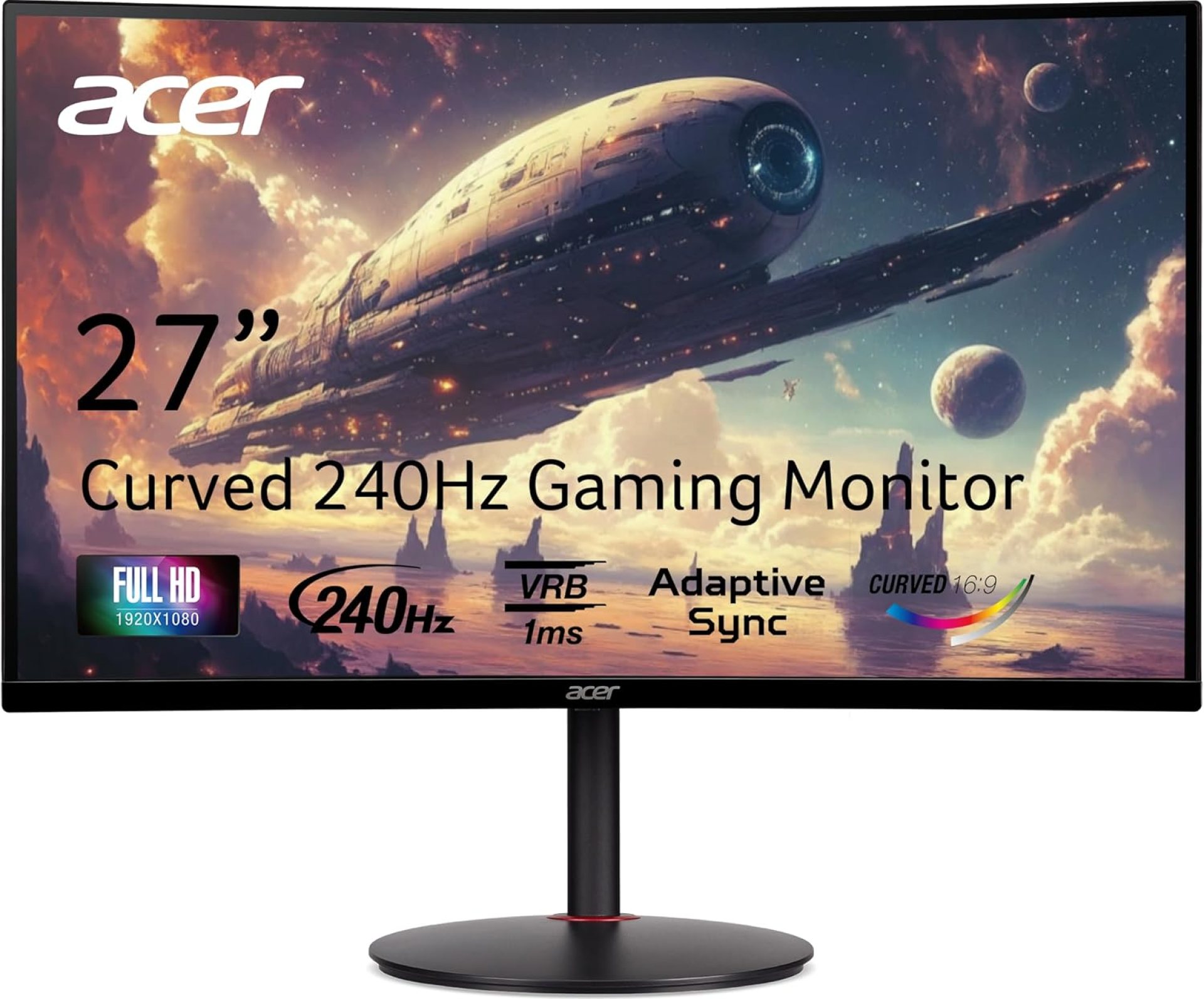 Acer Nitro XZ270 Xbmiipx 27″ 1500R Curved Full HD (1920 x 1080) VA Zero-Frame Gaming Monitor with Adaptive Sync, 240Hz Refresh Rate and 1ms VRB (Display Port & 2 x HDMI 2.0 Ports) , Black Acer Nitro XZ270 Xbmiipx 27″ 1500R Curved Full HD (1920 x 1080) VA Zero-Frame Gaming Monitor with Adaptive Sync, 240Hz Refresh Rate and 1ms VRB (Display Port & 2 x HDMI 2.0 Ports) , Black