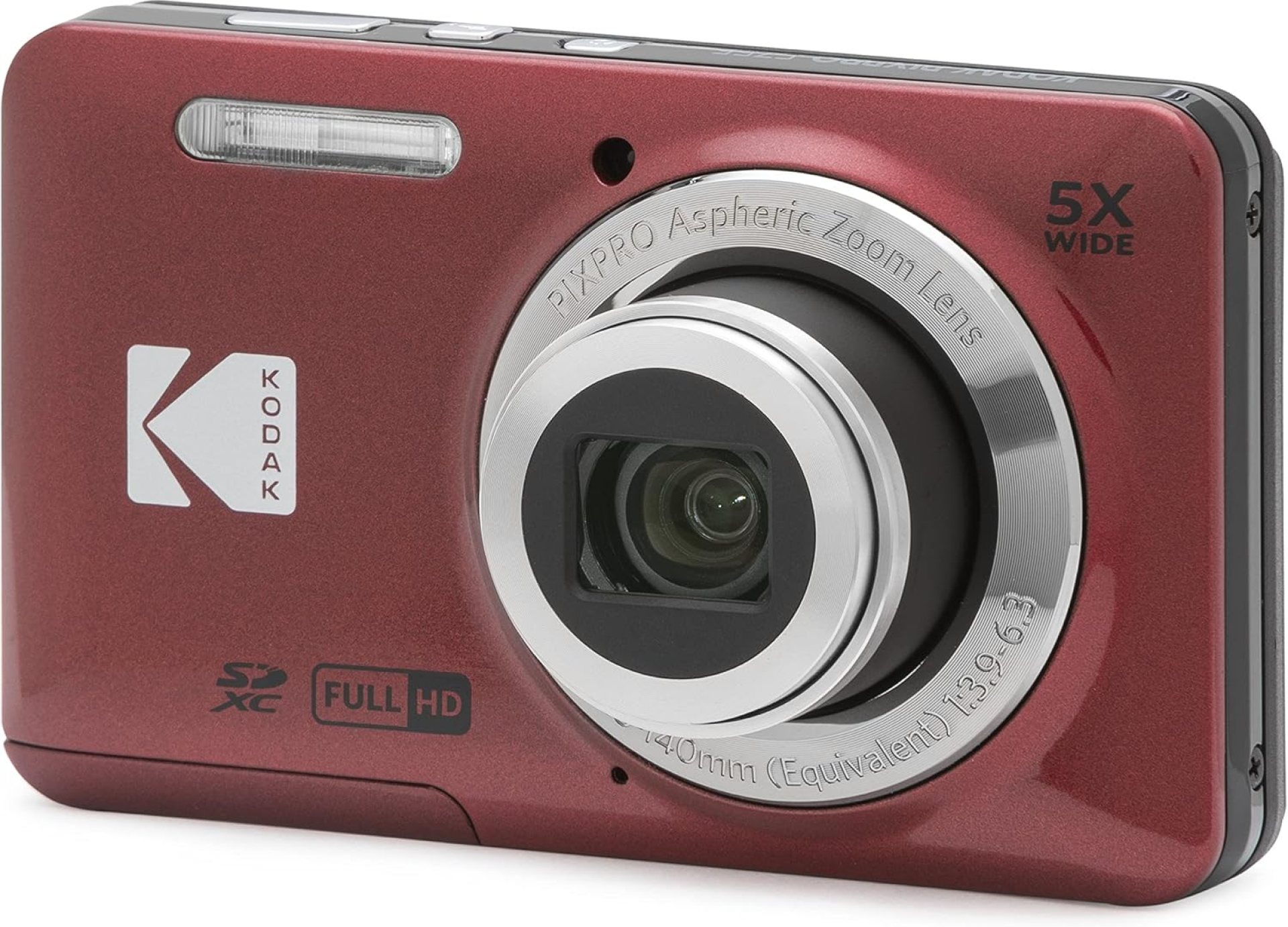 KODAK PIXPRO FZ55-RD 16MP Digital Camera 5X Optical Zoom 28mm Wide Angle 1080P Full HD Video 2.7″ LCD Vlogging Camera (Red) Packaging May Vary KODAK PIXPRO FZ55-RD 16MP Digital Camera 5X Optical Zoom 28mm Wide Angle 1080P Full HD Video 2.7″ LCD Vlogging Camera (Red) Packaging May Vary
