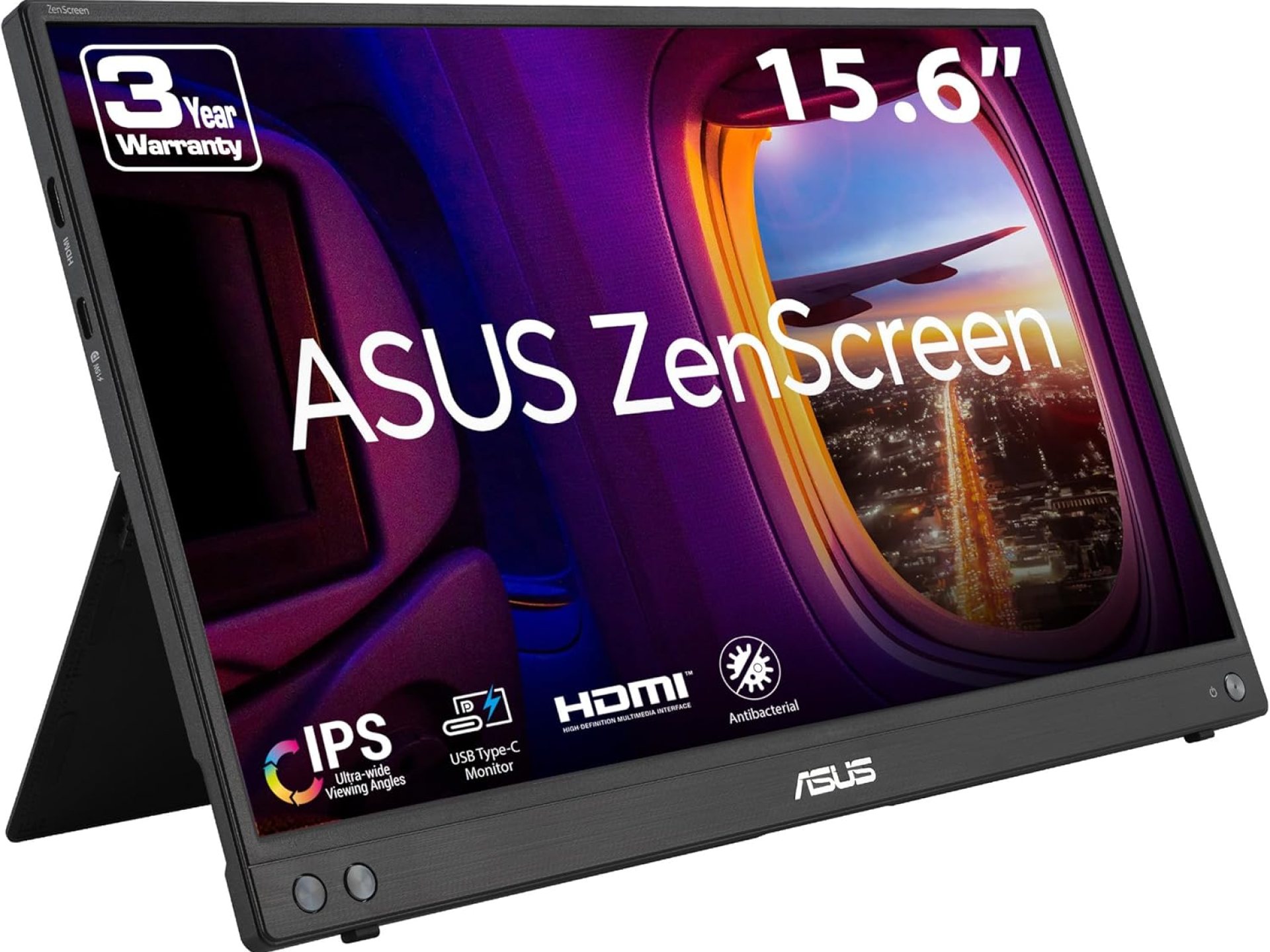 ASUS ZenScreen 16” (15.6 inch viewable) 1080P USB-C Portable Monitor (MB16AHV) – Full HD, IPS, Blue Light Filter, Anti-glare, Mini HDMI, Kickstand, Tripod Mountable, Protective Sleeve, 3 year warranty ASUS ZenScreen 16” (15.6 inch viewable) 1080P USB-C Portable Monitor (MB16AHV) – Full HD, IPS, Blue Light Filter, Anti-glare, Mini HDMI, Kickstand, Tripod Mountable, Protective Sleeve, 3 year warranty