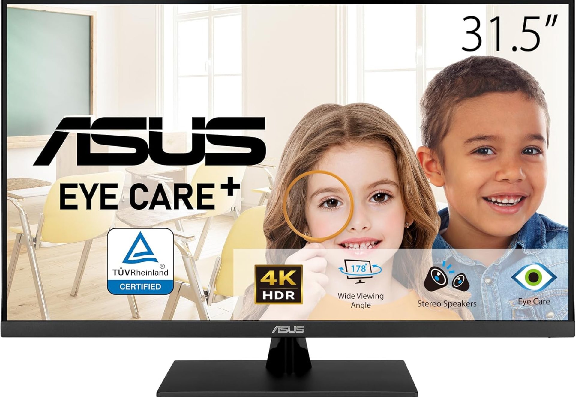 ASUS 31.5” 4K HDR Eye Care Monitor (VP327Q) – UHD (3840 x 2160), 99% sRGB, HDR-10, Adaptive-Sync, Speakers, DisplayPort, HDMI, Flicker Free, Blue Light Filter, VESA Mountable,Black ASUS 31.5” 4K HDR Eye Care Monitor (VP327Q) – UHD (3840 x 2160), 99% sRGB, HDR-10, Adaptive-Sync, Speakers, DisplayPort, HDMI, Flicker Free, Blue Light Filter, VESA Mountable,Black