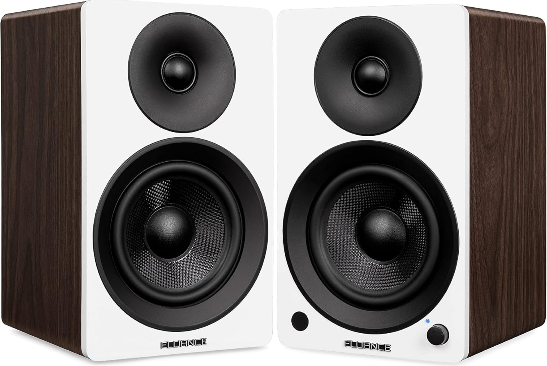 Fluance Ai41 Powered 2-Way 2.0 Stereo Bookshelf Speakers with 5″ Drivers, 90W Amplifier for Turntable, TV, PC and Bluetooth 5 Wireless Music Streaming with RCA, Optical & Subwoofer Out (White Walnut) Fluance Ai41 Powered 2-Way 2.0 Stereo Bookshelf Speakers with 5″ Drivers, 90W Amplifier for Turntable, TV, PC and Bluetooth 5 Wireless Music Streaming with RCA, Optical & Subwoofer Out (White Walnut)