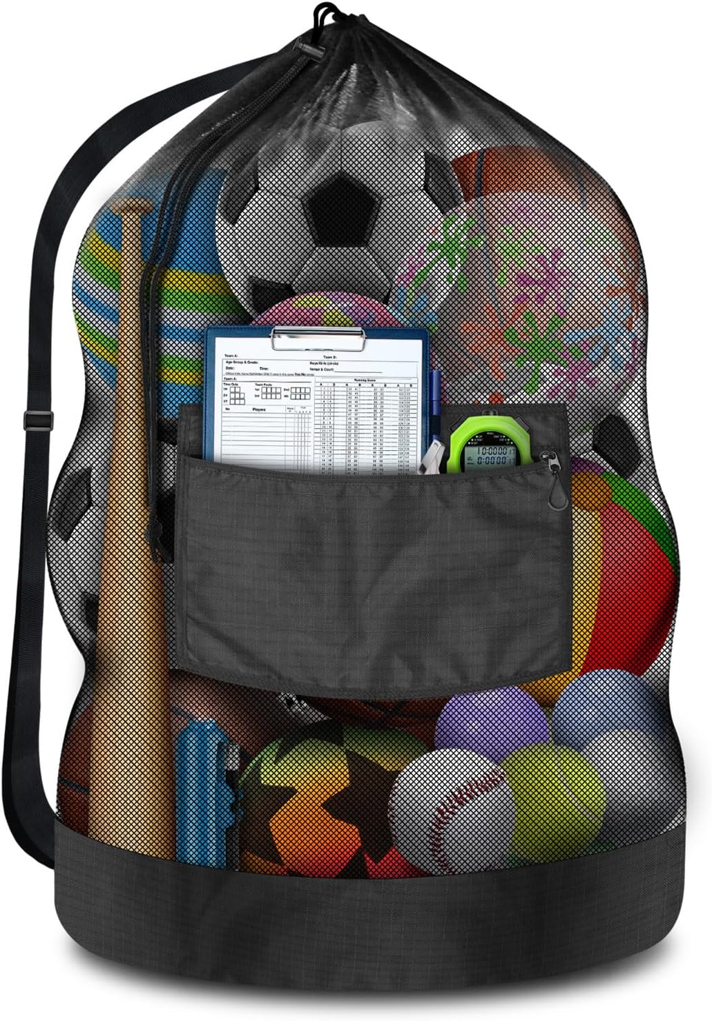 Heavy Duty Soccer Ball Net Bag(100L Extra Large Capacity 10-12Balls), Drawstring Mesh Ball Bag with Zipper Pocket, Sports Equipment Storage Organizer Hold for Gym, Beach, Cloth, Swimming Gears Heavy Duty Soccer Ball Net Bag(100L Extra Large Capacity 10-12Balls), Drawstring Mesh Ball Bag with Zipper Pocket, Sports Equipment Storage Organizer Hold for Gym, Beach, Cloth, Swimming Gears