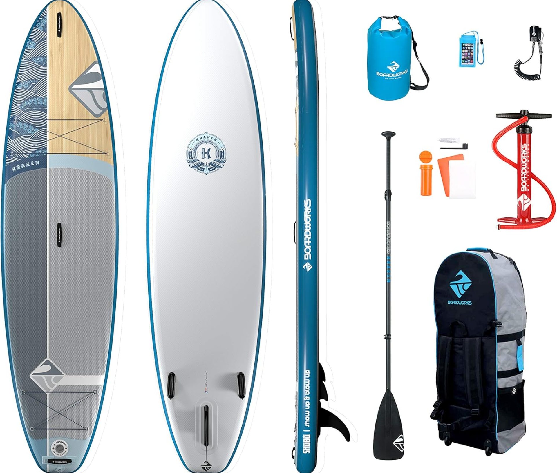 Boardworks SHUBU SUP – All Water Inflatable Stand-Up Paddle Board – SUP Includes Complete Kit with Paddle, Backpack Carry Bag, Leash, Dry Bag and Pump Boardworks SHUBU SUP – All Water Inflatable Stand-Up Paddle Board – SUP Includes Complete Kit with Paddle, Backpack Carry Bag, Leash, Dry Bag and Pump