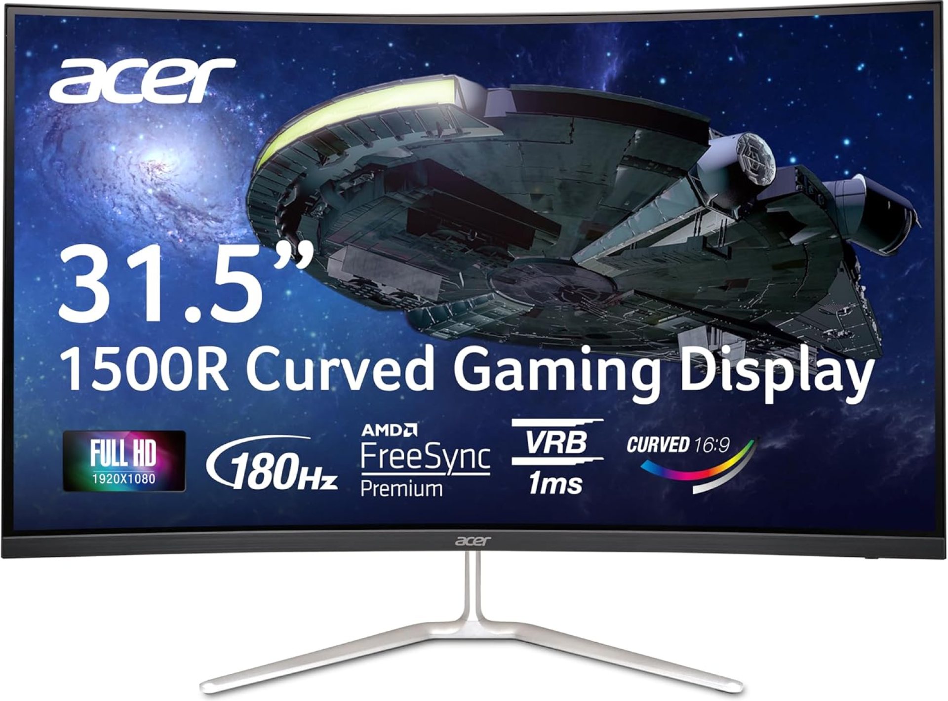 Acer Nitro 31.5″ FHD 1920 x 1080 1500R Curved PC Gaming Monitor | AMD FreeSync™ Premium | Up to 165Hz Refresh | 1ms VRB | VESA Mountable | 1 x Display Port 1.2 & 2 x HDMI 1.4 | EDA320Q PBIIPX Acer Nitro 31.5″ FHD 1920 x 1080 1500R Curved PC Gaming Monitor | AMD FreeSync™ Premium | Up to 165Hz Refresh | 1ms VRB | VESA Mountable | 1 x Display Port 1.2 & 2 x HDMI 1.4 | EDA320Q PBIIPX