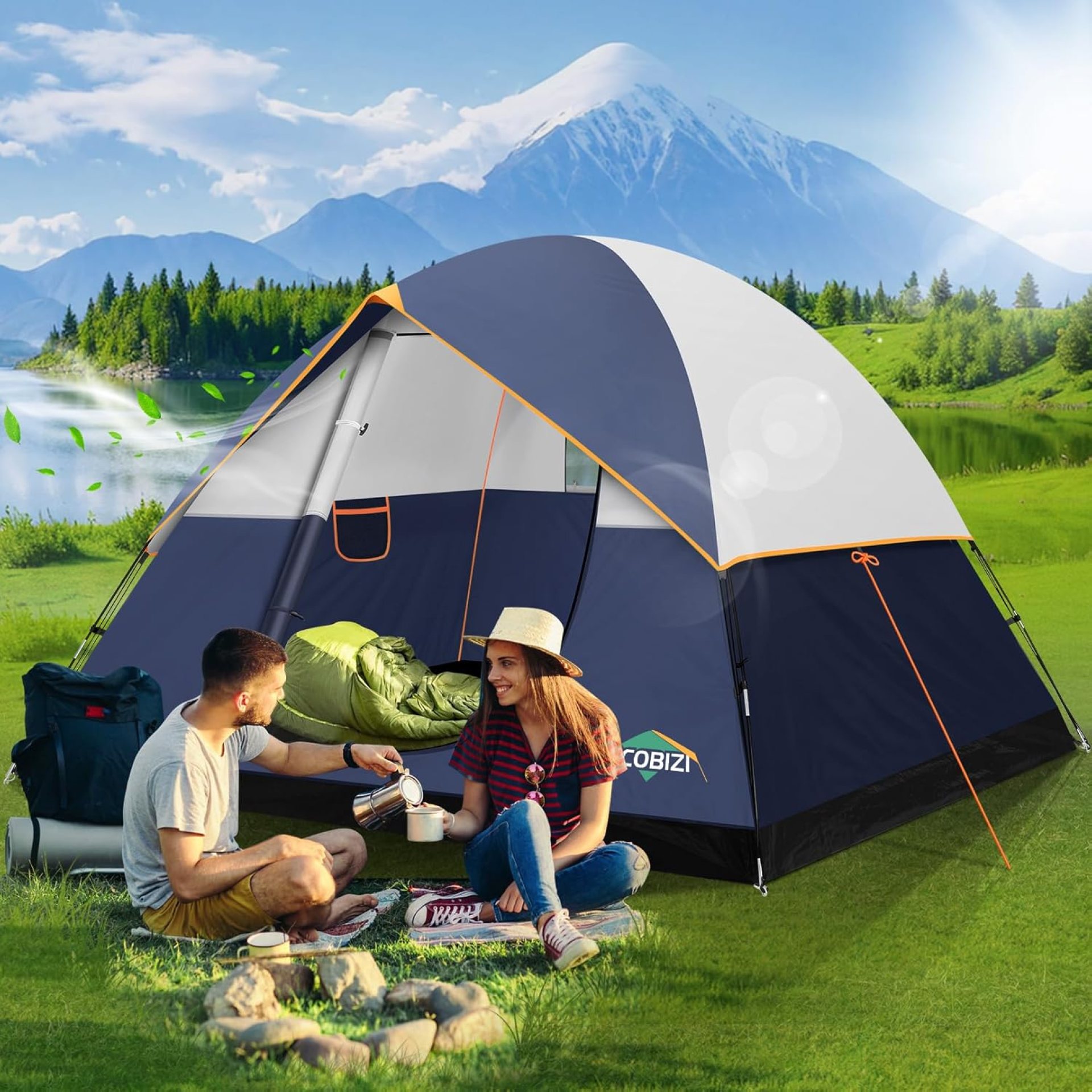 COBIZI Tents for Camping 4/6 Person Camping Tent with Rainfly and Screen, Easy Setup Lightweight Portable Waterproof Outdoor Tent with Carry Bag for Backpacking, Hiking, Family Travel COBIZI Tents for Camping 4/6 Person Camping Tent with Rainfly and Screen, Easy Setup Lightweight Portable Waterproof Outdoor Tent with Carry Bag for Backpacking, Hiking, Family Travel