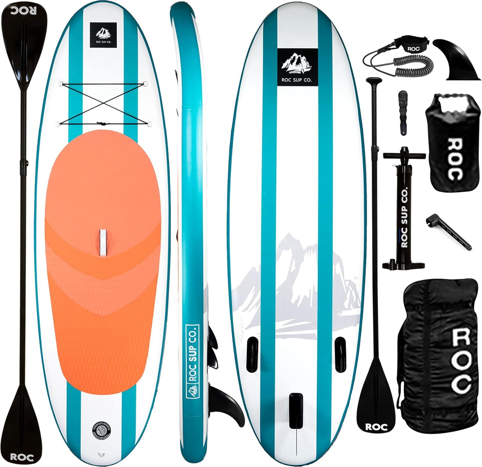 Roc Inflatable Stand Up Paddle Boards with Premium SUP Paddle Board Accessories, Wide Stable Design, Non-Slip Comfort Deck for Youth & Adults Roc Inflatable Stand Up Paddle Boards with Premium SUP Paddle Board Accessories, Wide Stable Design, Non-Slip Comfort Deck for Youth & Adults