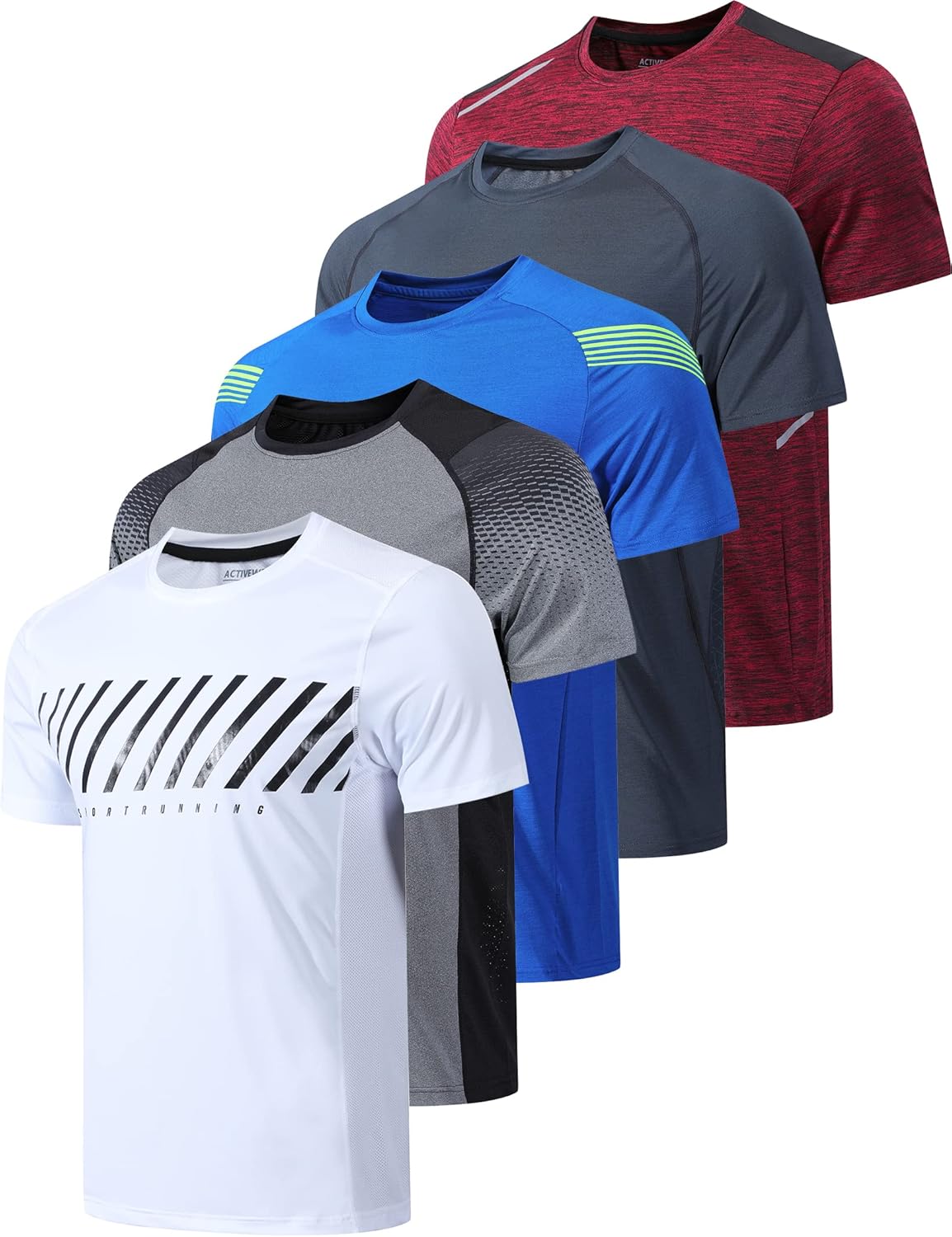 5 Pack Men’s Active Quick Dry Crew Neck T Shirts | Athletic Running Gym Workout Short Sleeve Tee Tops Bulk 5 Pack Men’s Active Quick Dry Crew Neck T Shirts | Athletic Running Gym Workout Short Sleeve Tee Tops Bulk