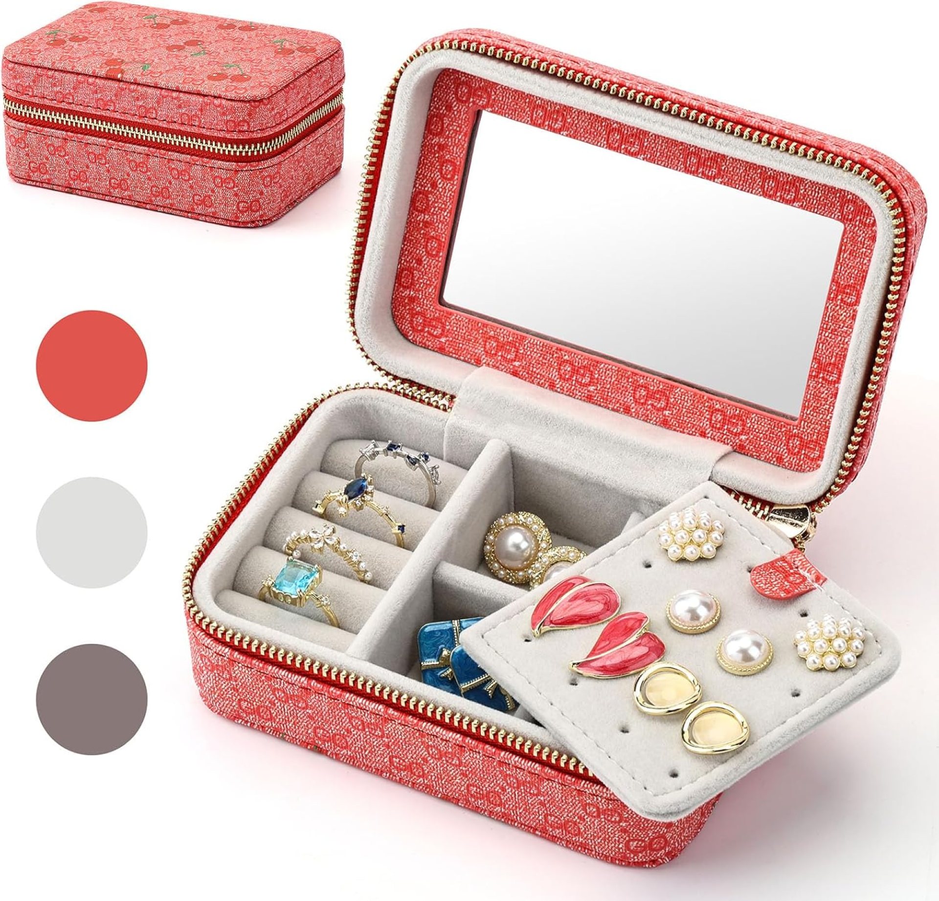 Travel Jewelry Case Jewelry Box Travel Essentials Jewelry Organizer Personalized Gift for Women and Girls Travel Accessories (01#Light Red) Travel Jewelry Case Jewelry Box Travel Essentials Jewelry Organizer Personalized Gift for Women and Girls Travel Accessories (01#Light Red)