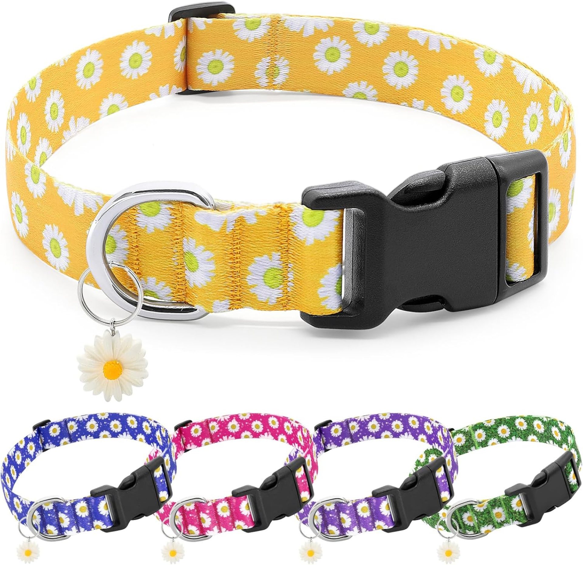 BiPawTi Dog Collars – Cute Flower Collar for Small Dog with Daisies Charms, Pretty Floral Dogs Collar for Female Dogs Puppy Girls Boys Pet (S, Yellow) BiPawTi Dog Collars – Cute Flower Collar for Small Dog with Daisies Charms, Pretty Floral Dogs Collar for Female Dogs Puppy Girls Boys Pet (S, Yellow)