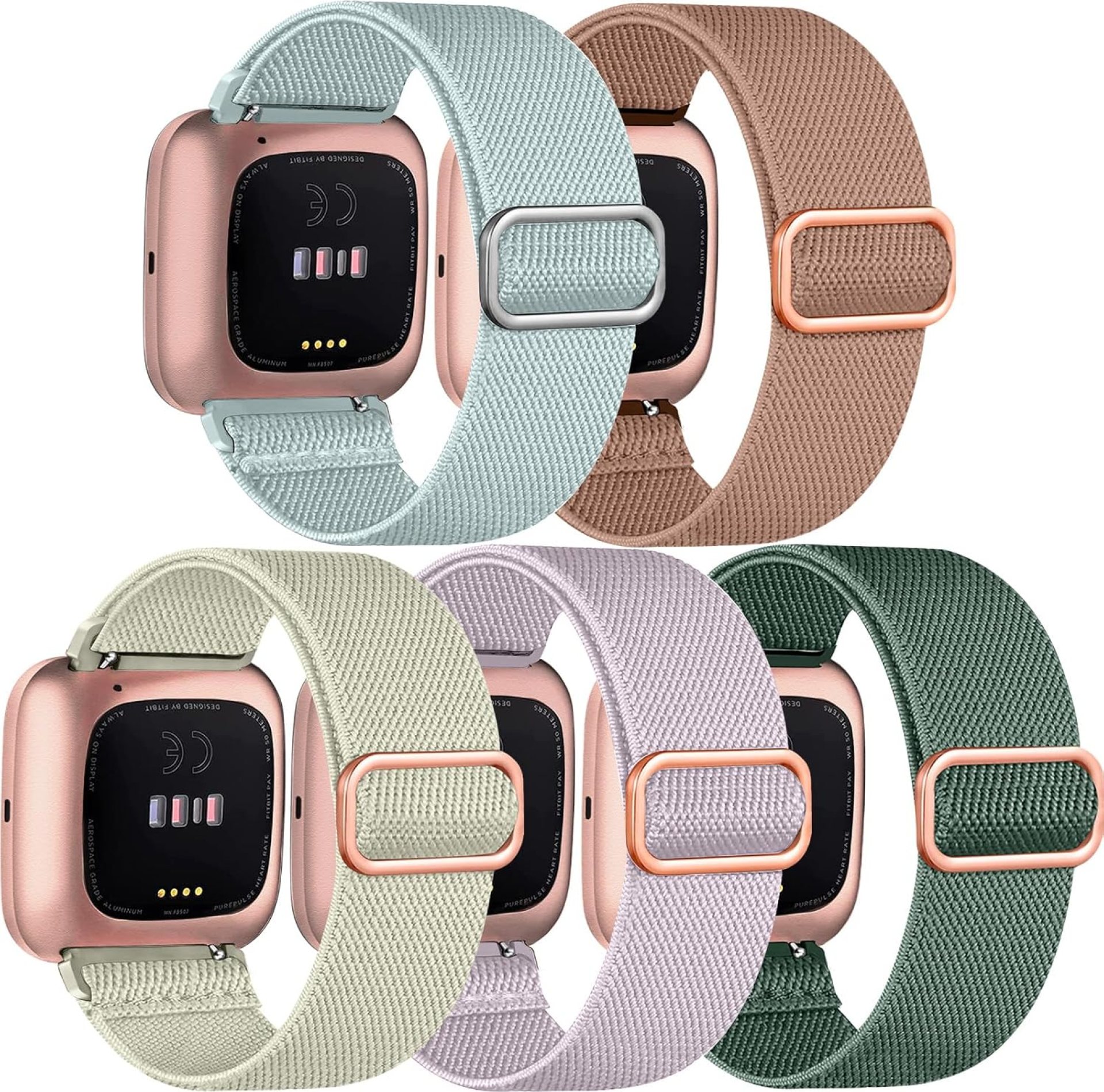 5 Pack Bands Compatible with Fitbit Versa 2 Bands, Soft Adjustable Nylon Sport Band for Fitbit Versa Smart Watch Women Men 5 Pack Bands Compatible with Fitbit Versa 2 Bands, Soft Adjustable Nylon Sport Band for Fitbit Versa Smart Watch Women Men