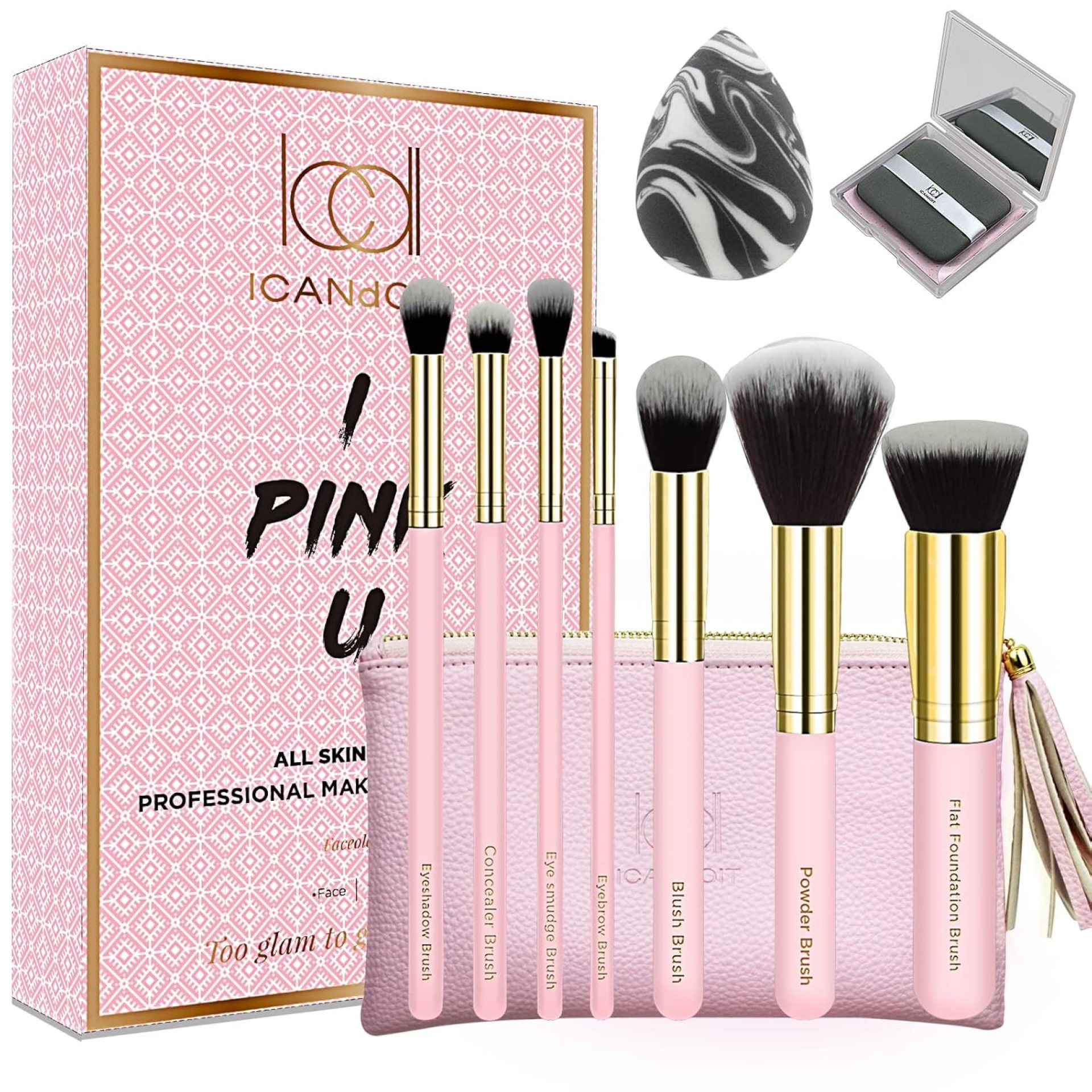 10 pcs Make Up Brushes Set with Premium Synthetic Foundation Powder Concealers Eye Shadows Eyebrow Brushes,Sponge,Oil Blotting Sheets&Luxury Comsetic Bag 10 pcs Make Up Brushes Set with Premium Synthetic Foundation Powder Concealers Eye Shadows Eyebrow Brushes,Sponge,Oil Blotting Sheets&Luxury Comsetic Bag