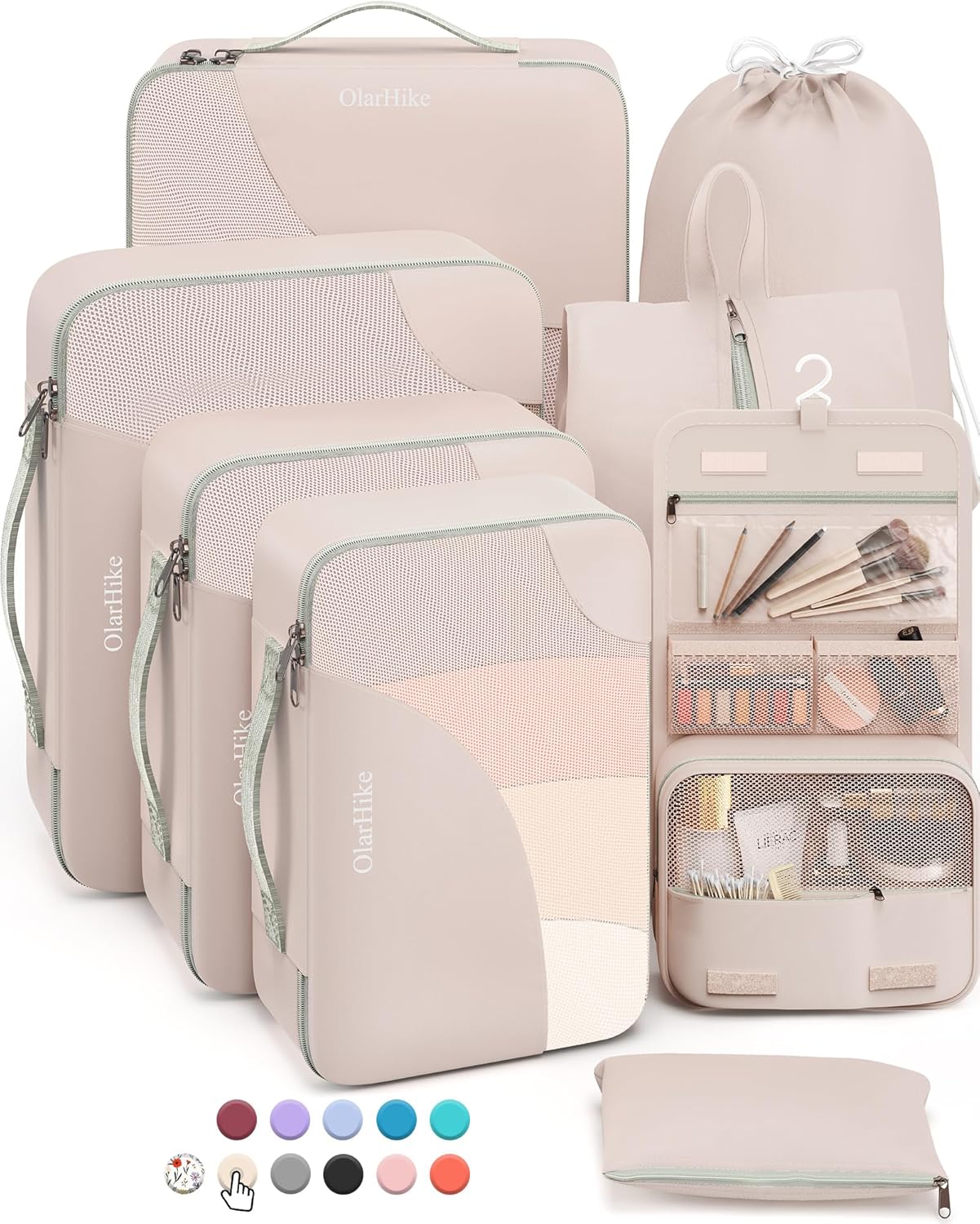 10 Set/8 Set-Packing Cubes for Travel, Sturdy Suitcase Organizer in 4 Size(Extra Large, Large, Medium, Small), OlarHike Luggage Cubes with Toiletry Bag, Essential Cruise Ship Gifts for Women 10 Set/8 Set-Packing Cubes for Travel, Sturdy Suitcase Organizer in 4 Size(Extra Large, Large, Medium, Small), OlarHike Luggage Cubes with Toiletry Bag, Essential Cruise Ship Gifts for Women