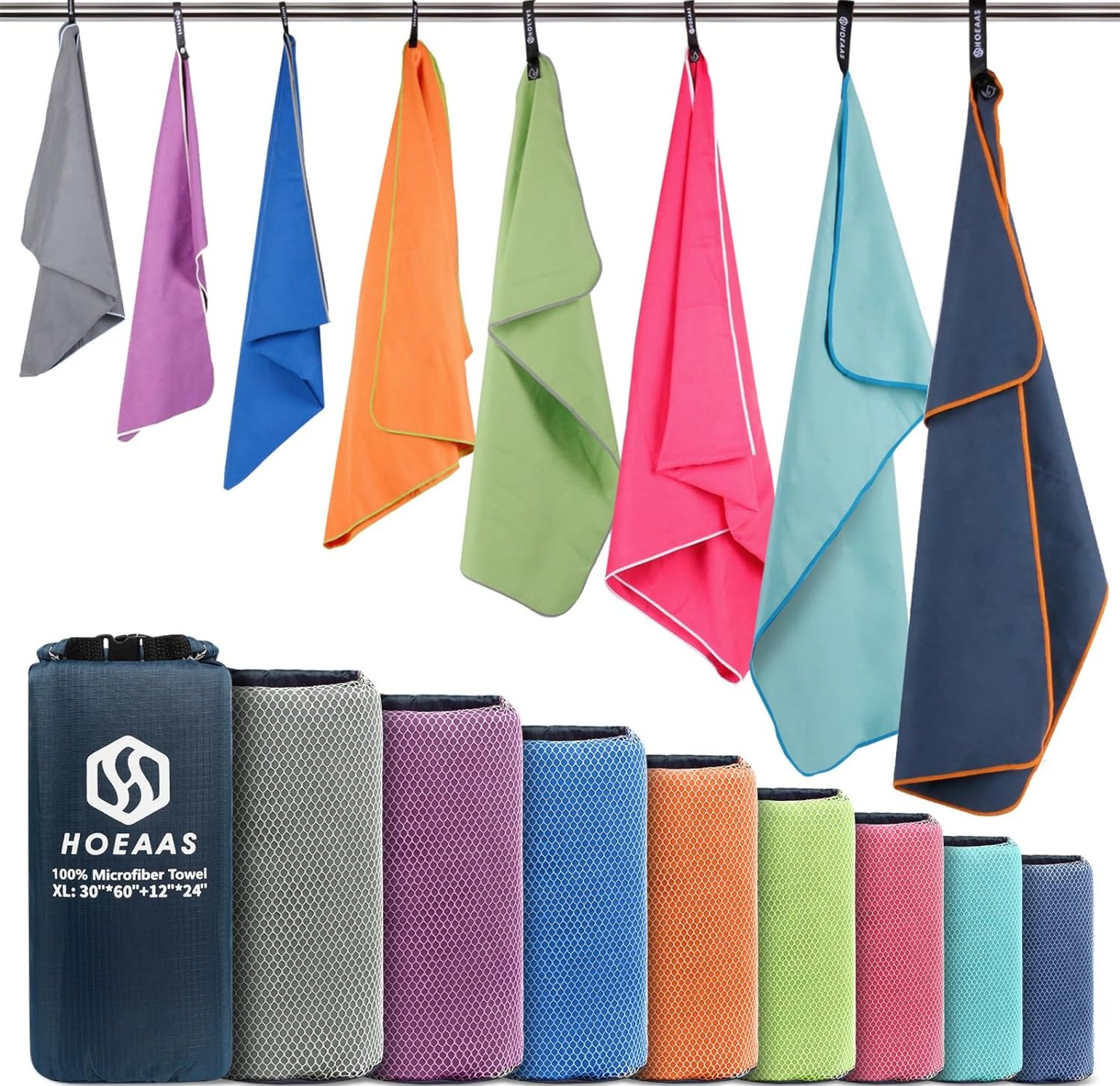 HOEAAS 2 Pack Microfiber Camping Towels, Quick Dry Towel, Super Absorbent Ultra Compact Travel Towel Soft Lightweight Sports Towel for Sweat Fast Drying Towels for Pool,Gym,Hiking,Backpacking,Fitness HOEAAS 2 Pack Microfiber Camping Towels, Quick Dry Towel, Super Absorbent Ultra Compact Travel Towel Soft Lightweight Sports Towel for Sweat Fast Drying Towels for Pool,Gym,Hiking,Backpacking,Fitness