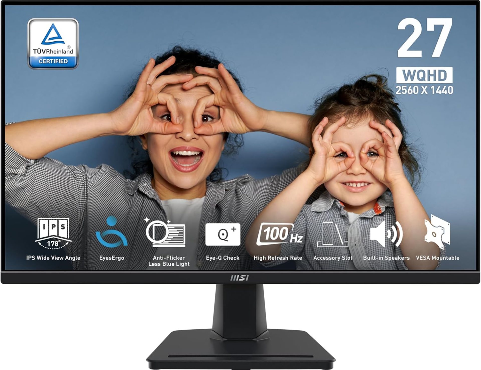 MSI PRO MP275Q 27 Inch WQHD Office Monitor – 2560 x 1440 IPS Panel, 100 Hz, Eye-Friendly Screen, Built-in Speakers, Tilt-Adjustable – HDMI 2.0b, DP (1.2a) MSI PRO MP275Q 27 Inch WQHD Office Monitor – 2560 x 1440 IPS Panel, 100 Hz, Eye-Friendly Screen, Built-in Speakers, Tilt-Adjustable – HDMI 2.0b, DP (1.2a)