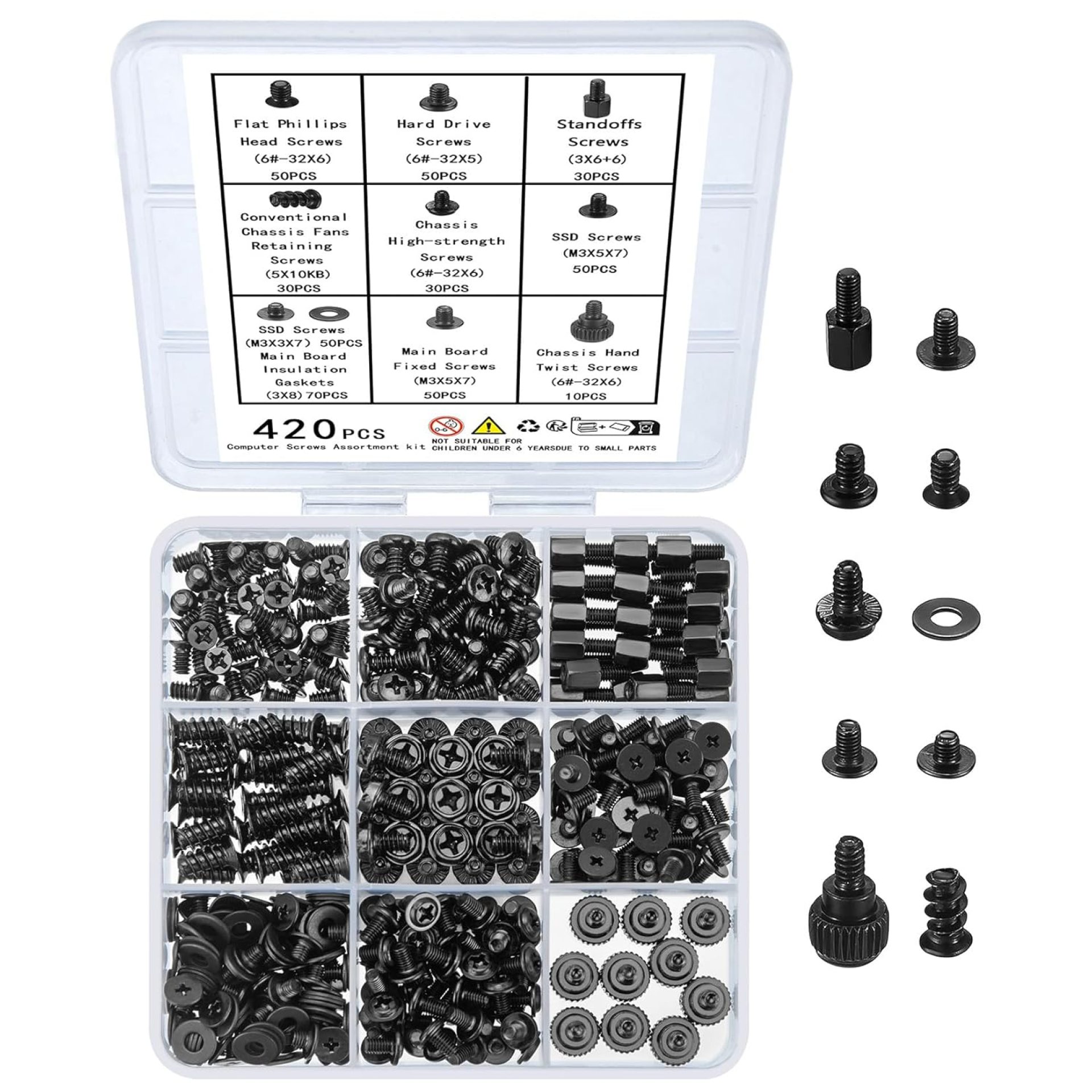 420pcs Computer Screws, Motherboard Standoffs and Screws Kit, Motherboard Screws, Laptop Screws, Computer Case Screws, PC Fan Screws for HDD SSD Screws Hard Drive Computer Fan Replacement Screws 420pcs Computer Screws, Motherboard Standoffs and Screws Kit, Motherboard Screws, Laptop Screws, Computer Case Screws, PC Fan Screws for HDD SSD Screws Hard Drive Computer Fan Replacement Screws