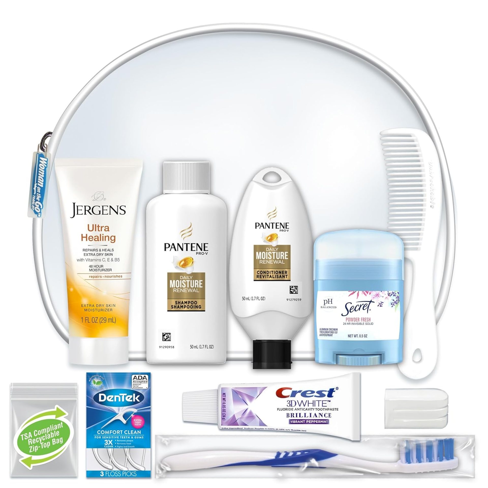 Convenience Kits International Women’s Deluxe 10 Piece Kit with Travel Size TSA Compliant Essentials Featuring: Pantene Hair Products in Reusable Toiletry Zippered Bag Convenience Kits International Women’s Deluxe 10 Piece Kit with Travel Size TSA Compliant Essentials Featuring: Pantene Hair Products in Reusable Toiletry Zippered Bag