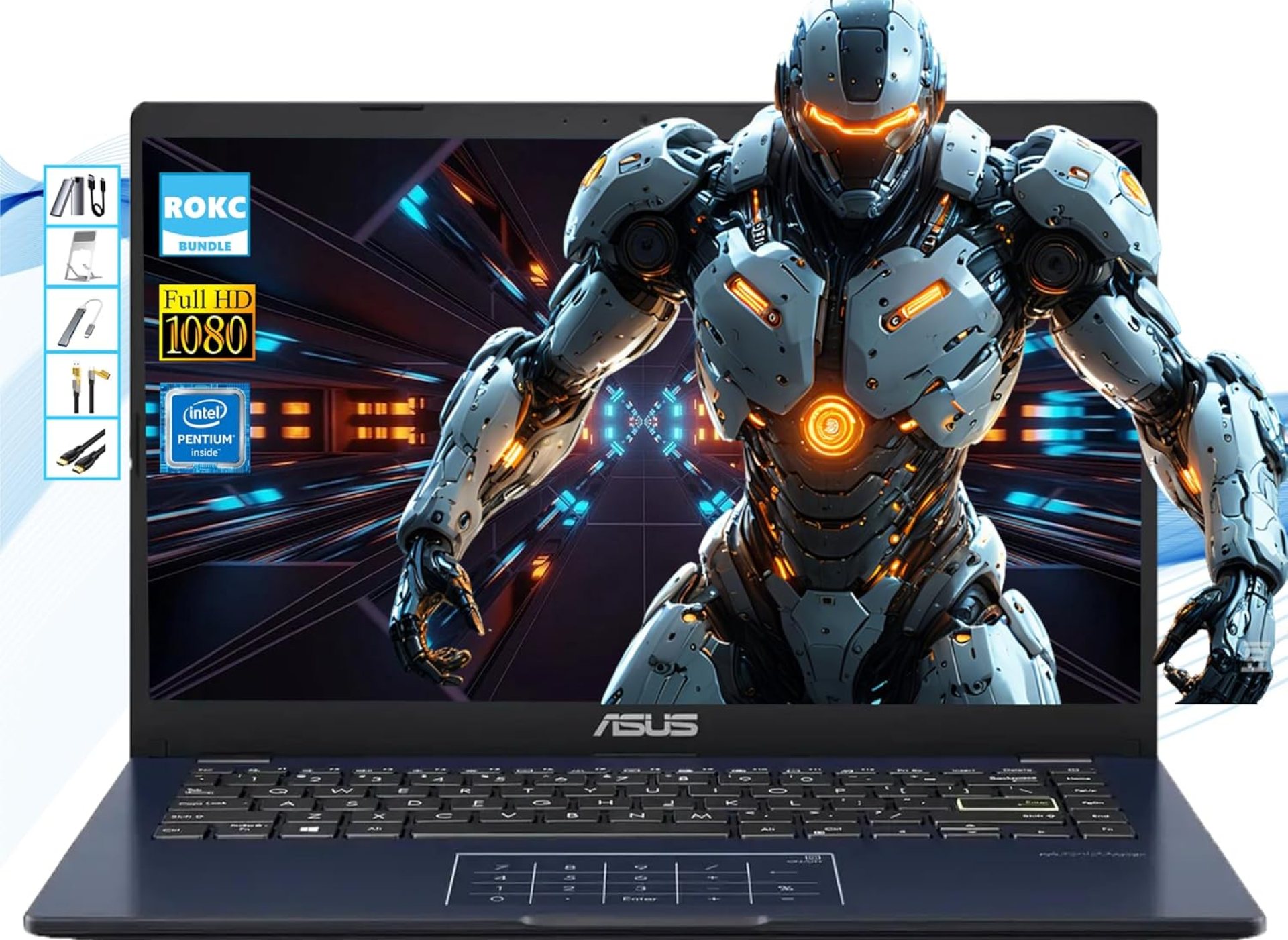 ASUS AI-Powered Laptop | 14″ FHD Display with Webcam & Mic Computer | 4GB RAM|64GB eMMC+64GB Card & 128GB Portable SSD | Intel 4-Core CPU| Wi-Fi| Copilot Ready| Ultra Light | Windows 11 | RK Bundle ASUS AI-Powered Laptop | 14″ FHD Display with Webcam & Mic Computer | 4GB RAM|64GB eMMC+64GB Card & 128GB Portable SSD | Intel 4-Core CPU| Wi-Fi| Copilot Ready| Ultra Light | Windows 11 | RK Bundle