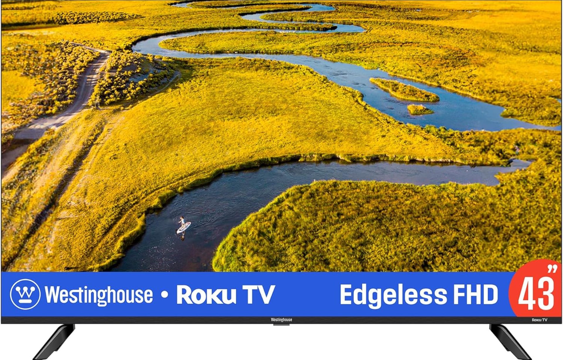 Westinghouse Edgeless Roku TV – 43 Inch Smart Television, 1080P LED FHD w/Wi-Fi & Mobile App Connectivity, Flat Screen Compatible w/Apple Home Kit, Alexa, & Google Assistant Westinghouse Edgeless Roku TV – 43 Inch Smart Television, 1080P LED FHD w/Wi-Fi & Mobile App Connectivity, Flat Screen Compatible w/Apple Home Kit, Alexa, & Google Assistant