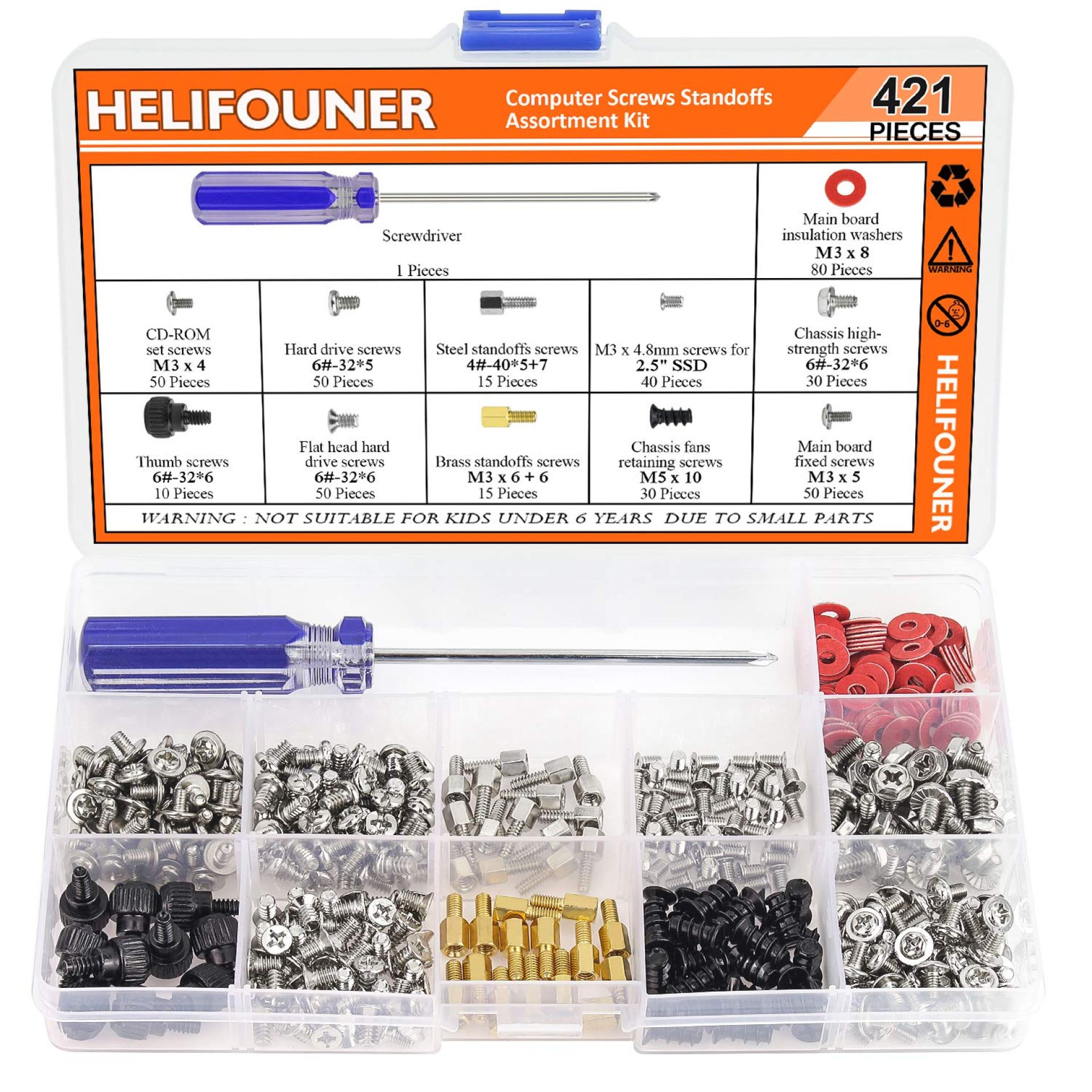 421 Pieces Computer Standoffs Screws Assortment Kit with a Screwdriver 421 Pieces Computer Standoffs Screws Assortment Kit with a Screwdriver