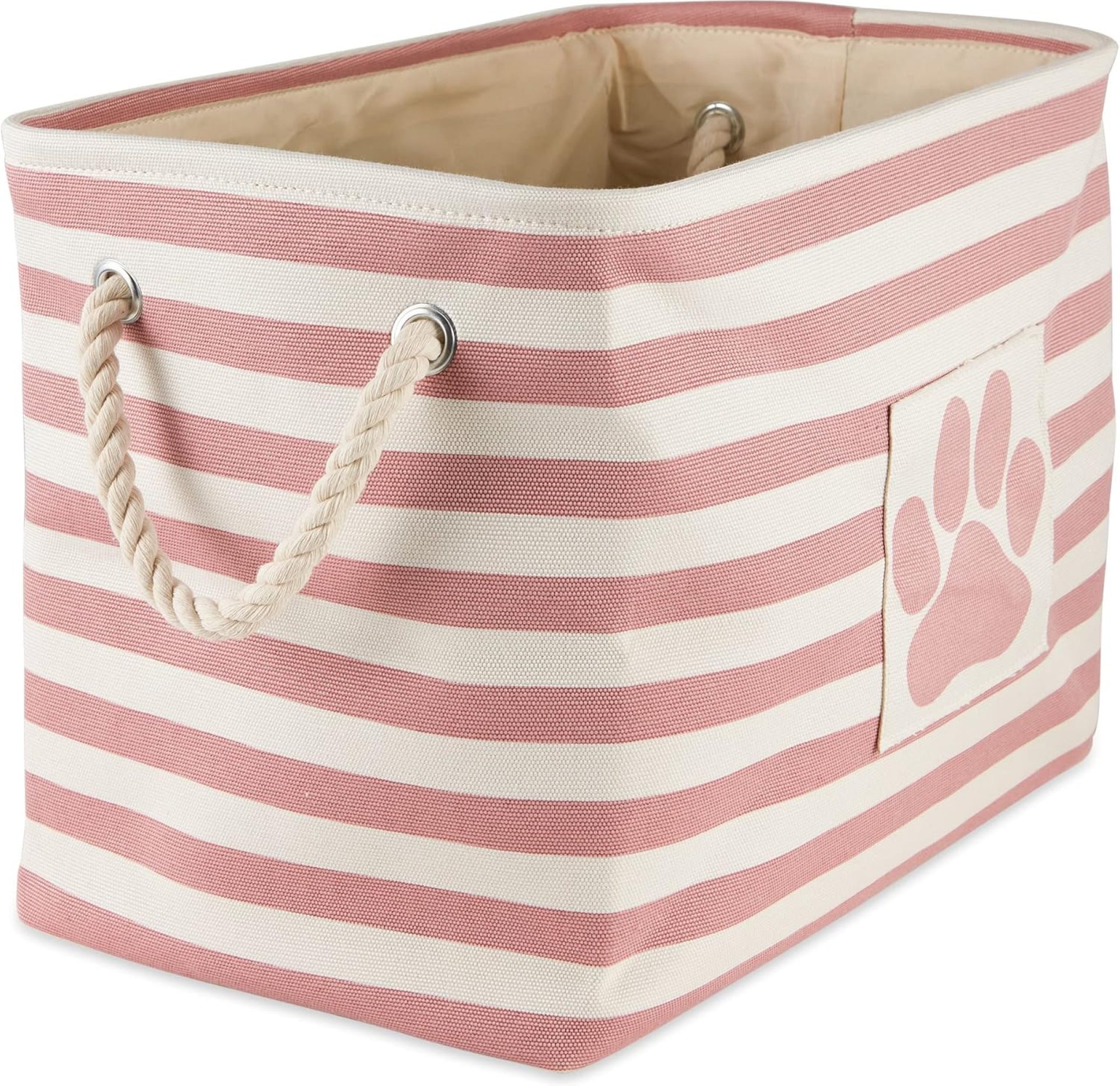 Bone Dry 5743 Pet Storage Collection Striped Paw Patch Bin, Large Rectangle, Rose Bone Dry 5743 Pet Storage Collection Striped Paw Patch Bin, Large Rectangle, Rose