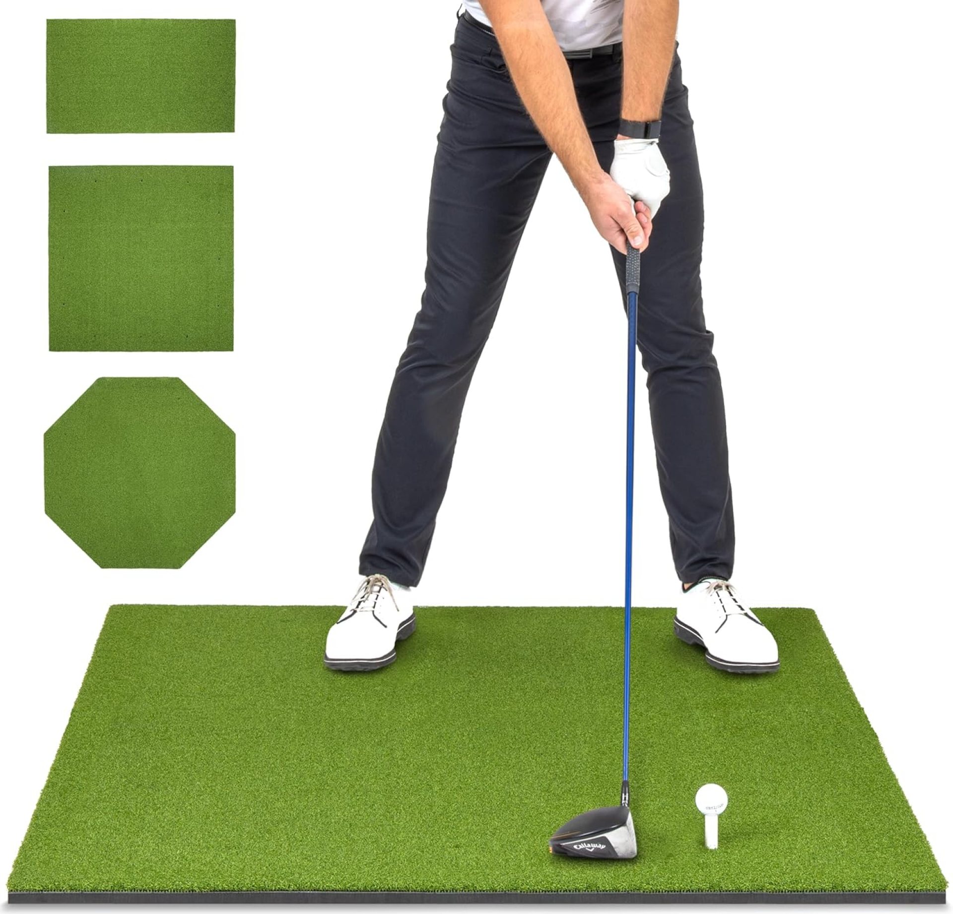 GoSports Golf Hitting Mats – Artificial Turf Training Mat for Indoor/Outdoor Swing Practice, Includes 3 Rubber Tees – Choose Your Style GoSports Golf Hitting Mats – Artificial Turf Training Mat for Indoor/Outdoor Swing Practice, Includes 3 Rubber Tees – Choose Your Style