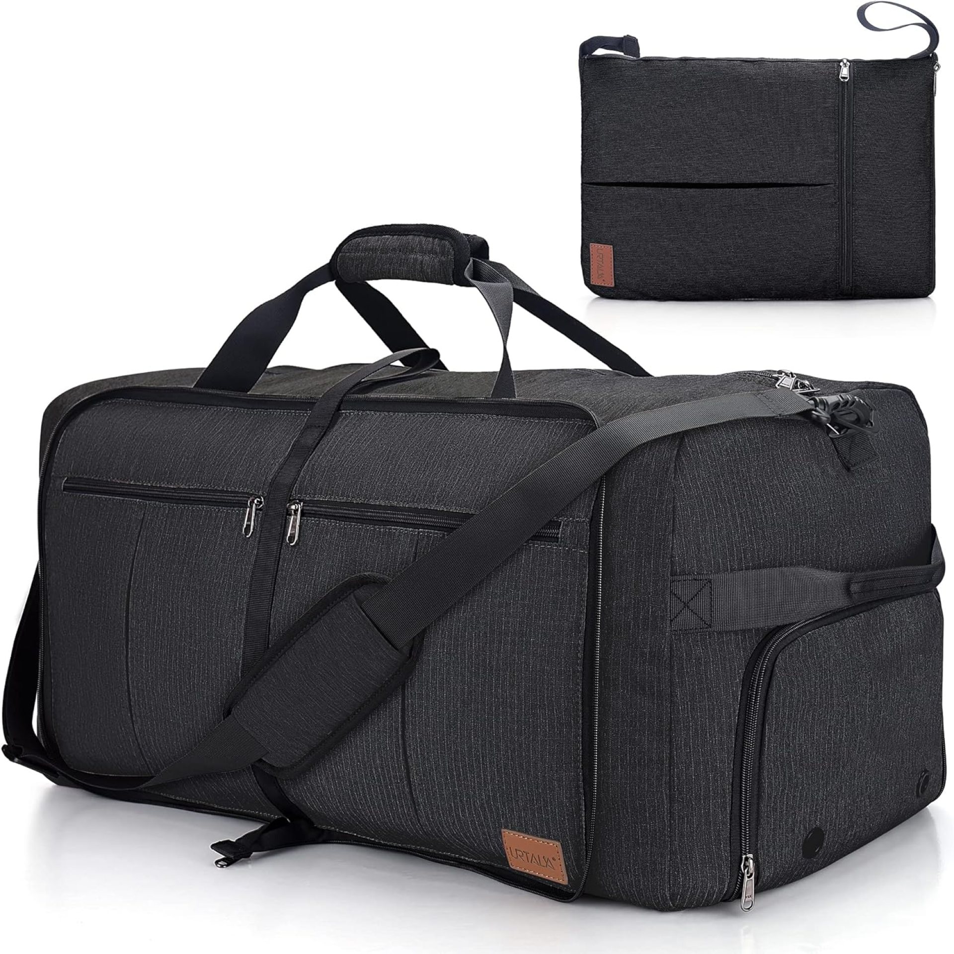 80L Large Duffle Bag for Travel, 26” Travel Duffel Bag with Shoe Compartment, Foldable Collapsible Overnight Bag Gym Bag Weekender Bag for Men Women, Waterproof & Tear Resistant (Black, 80L) 80L Large Duffle Bag for Travel, 26” Travel Duffel Bag with Shoe Compartment, Foldable Collapsible Overnight Bag Gym Bag Weekender Bag for Men Women, Waterproof & Tear Resistant (Black, 80L)