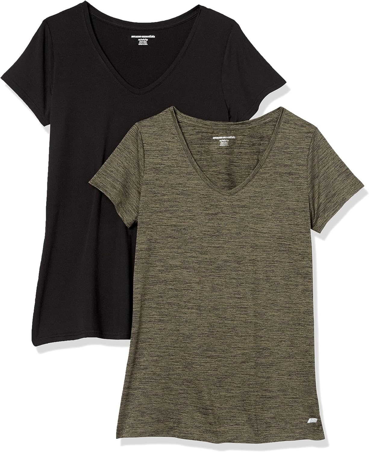 Amazon Essentials Women’s Active Quick Dry Tech Stretch Lightweight Short-Sleeve V-Neck T-Shirt (Available in Plus Size), Pack of 2 Amazon Essentials Women’s Active Quick Dry Tech Stretch Lightweight Short-Sleeve V-Neck T-Shirt (Available in Plus Size), Pack of 2
