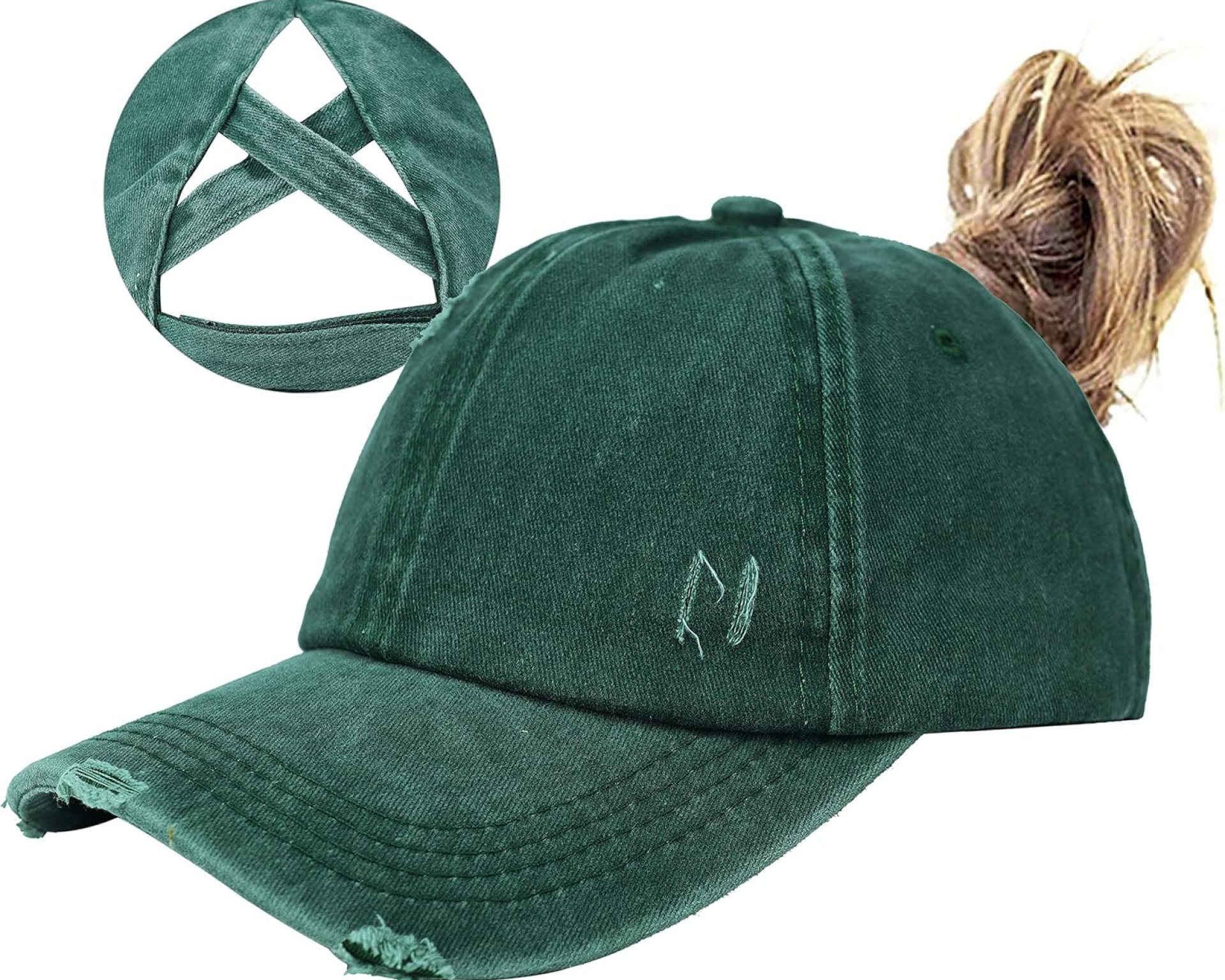 HGGE Women Ponytail Criss Cross High Messy Buns Ponycaps Baseball Cap Adjustable Cotton Distressed Dad Trucker Hat HGGE Women Ponytail Criss Cross High Messy Buns Ponycaps Baseball Cap Adjustable Cotton Distressed Dad Trucker Hat