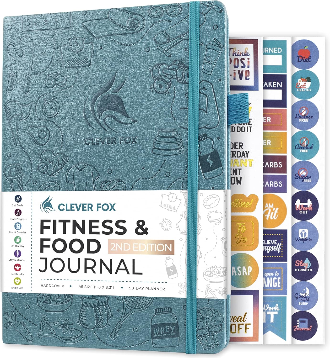 Clever Fox Fitness & Food Journal – Nutrition & Workout Planner for Women & Men – Diet & Gym Exercise Log Book with Calendars, Diet & Training Trackers – Undated, A5 Size, Hardcover (Aquamarine) Clever Fox Fitness & Food Journal – Nutrition & Workout Planner for Women & Men – Diet & Gym Exercise Log Book with Calendars, Diet & Training Trackers – Undated, A5 Size, Hardcover (Aquamarine)