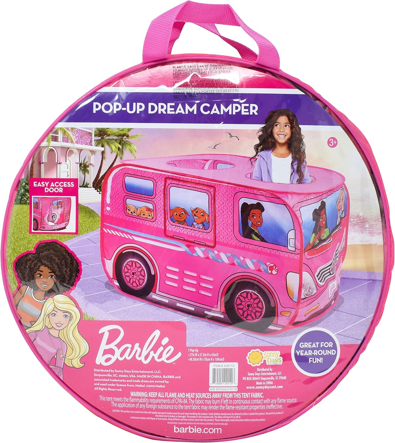 Barbie Camper Pop Up Play Tent – Large Princess Castle Tent for Girls | Folds for Easy Storage with Carrying Bag Included | Amazon Exclusive – Sunny Days Entertainment Barbie Camper Pop Up Play Tent – Large Princess Castle Tent for Girls | Folds for Easy Storage with Carrying Bag Included | Amazon Exclusive – Sunny Days Entertainment