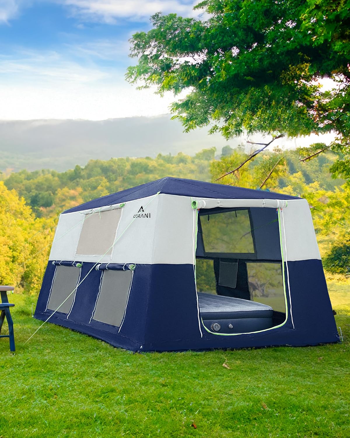 14.1’x6.5’x9′ Inflatable Tents for Camping, Portable 6/8/10 Person Blow Up Air Tent, Waterproof Windproof Easy Setup Large Family Tent with 2 Doors, 6 Windows, Mosquito Screen 14.1’x6.5’x9′ Inflatable Tents for Camping, Portable 6/8/10 Person Blow Up Air Tent, Waterproof Windproof Easy Setup Large Family Tent with 2 Doors, 6 Windows, Mosquito Screen