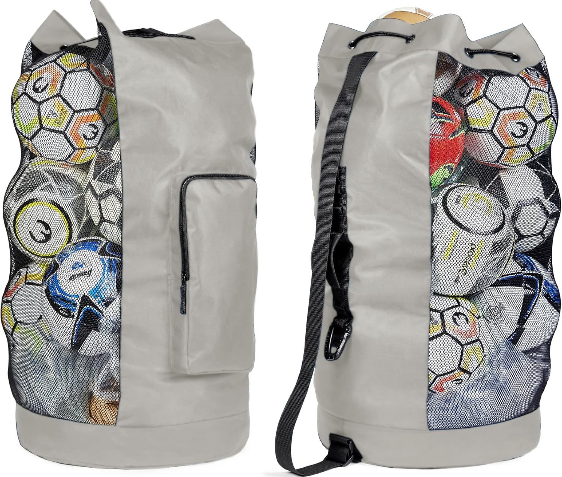 Fitdom Heavy Duty XL Soccer Mesh Equipment Ball Bag w/Adjustable Shoulder Strap Design for Coach. with an Over-Sized Front Pocket for Sporting Accessories. Best for All Outdoor & Water Gears Fitdom Heavy Duty XL Soccer Mesh Equipment Ball Bag w/Adjustable Shoulder Strap Design for Coach. with an Over-Sized Front Pocket for Sporting Accessories. Best for All Outdoor & Water Gears