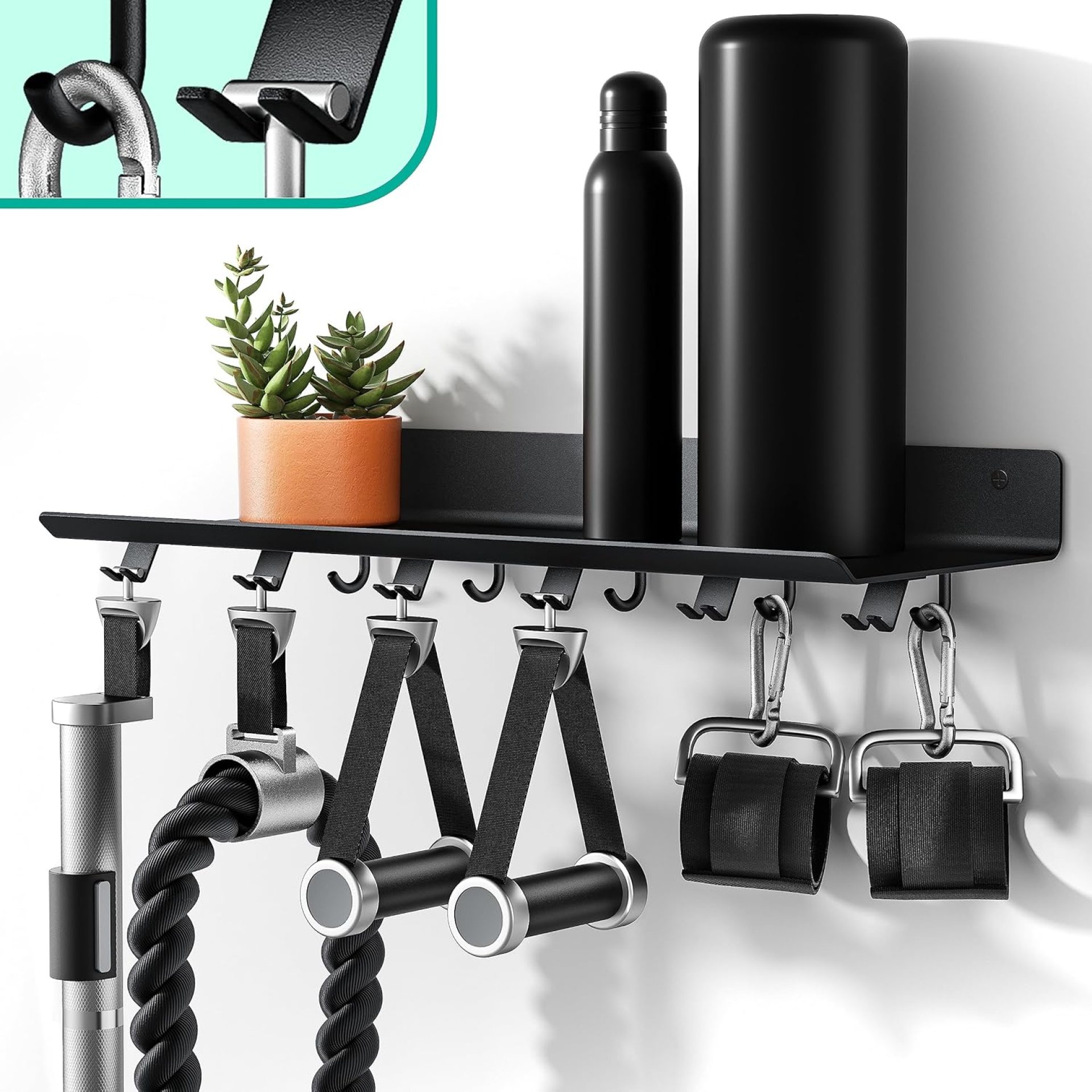 1-Tier Floating Shelf Compatible with Tonal Accessories, Home Gym Storage Shelf, Gym Rack Wall Mount Organizer, Workout Metal Holder, T-Bracket Lock Adapters Hanger, US Patent Holding 1-Tier Floating Shelf Compatible with Tonal Accessories, Home Gym Storage Shelf, Gym Rack Wall Mount Organizer, Workout Metal Holder, T-Bracket Lock Adapters Hanger, US Patent Holding