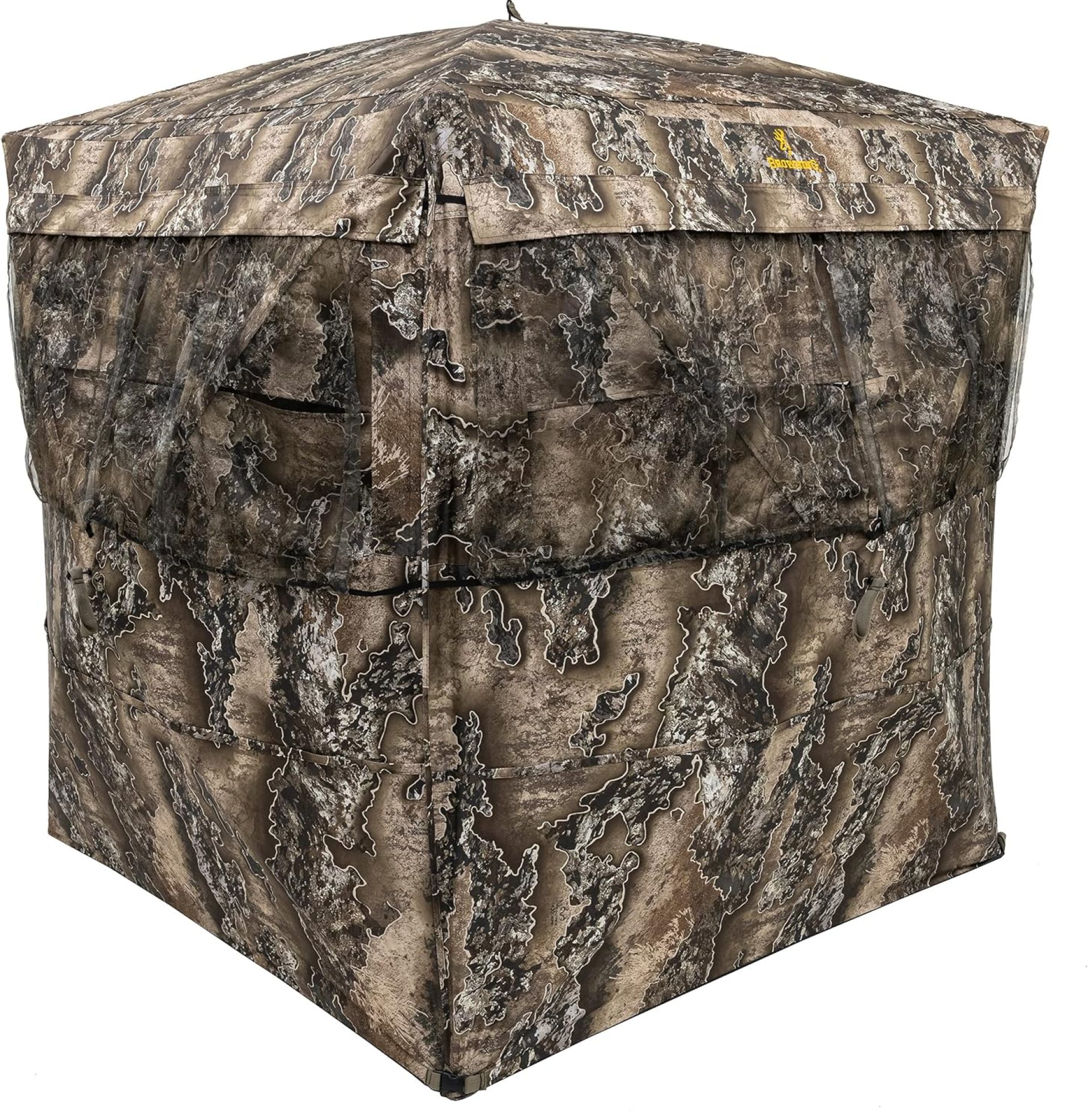 Browning Eclipse Tent Hunting Blind Featuring 360 Degree Windows with Silent Open, Durable Fiberglass Poles, Gear Pockets, and Brush Loops for Extra Concealment Browning Eclipse Tent Hunting Blind Featuring 360 Degree Windows with Silent Open, Durable Fiberglass Poles, Gear Pockets, and Brush Loops for Extra Concealment