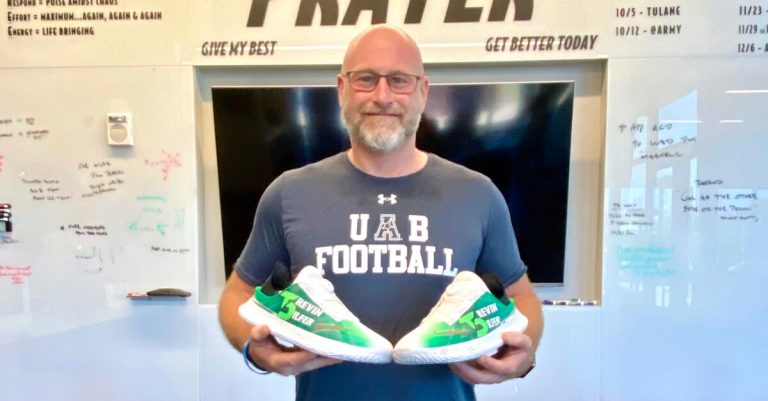 UAB coach Trent Dilfer using his shoes to raise awareness for nonprofits UAB coach Trent Dilfer using his shoes to raise awareness for nonprofits