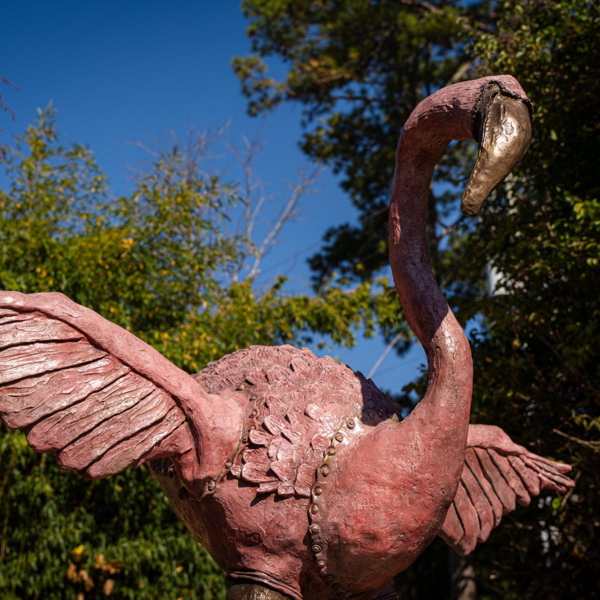 New seven-foot-tall bronze flamingo statue unveiled at Birmingham New seven-foot-tall bronze flamingo statue unveiled at Birmingham