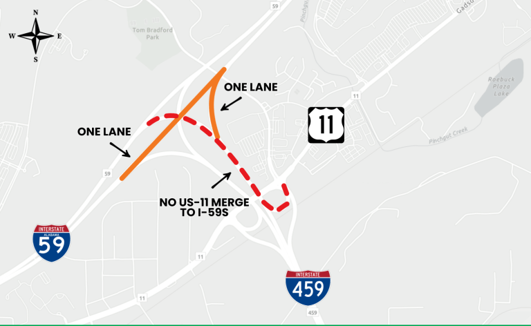 I-59 road work to affect access + shift lanes in Trussville I-59 road work to affect access + shift lanes in Trussville