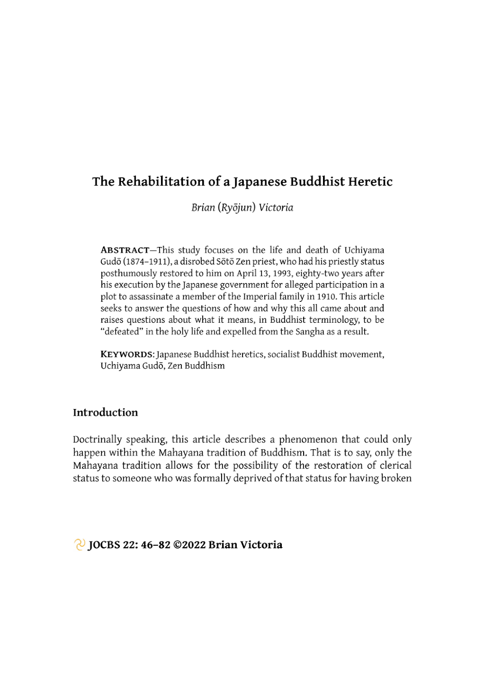 The Rehabilitation of a Japanese Buddhist Heretic The Rehabilitation of a Japanese Buddhist Heretic