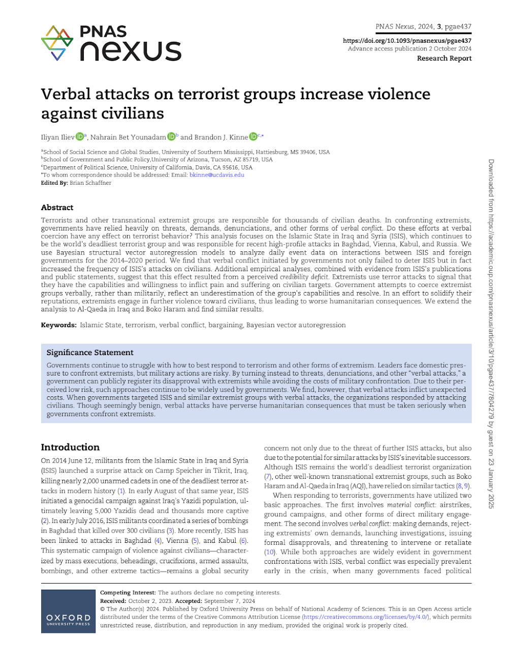 Verbal Attacks on Terrorist Groups Increase Violence Against Civilians Verbal Attacks on Terrorist Groups Increase Violence Against Civilians