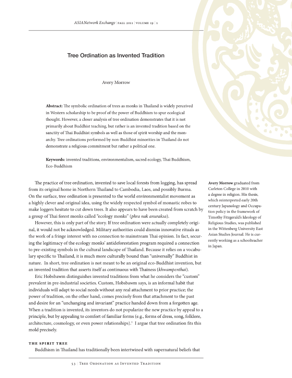 Tree Ordination as Invented Tradition Tree Ordination as Invented Tradition