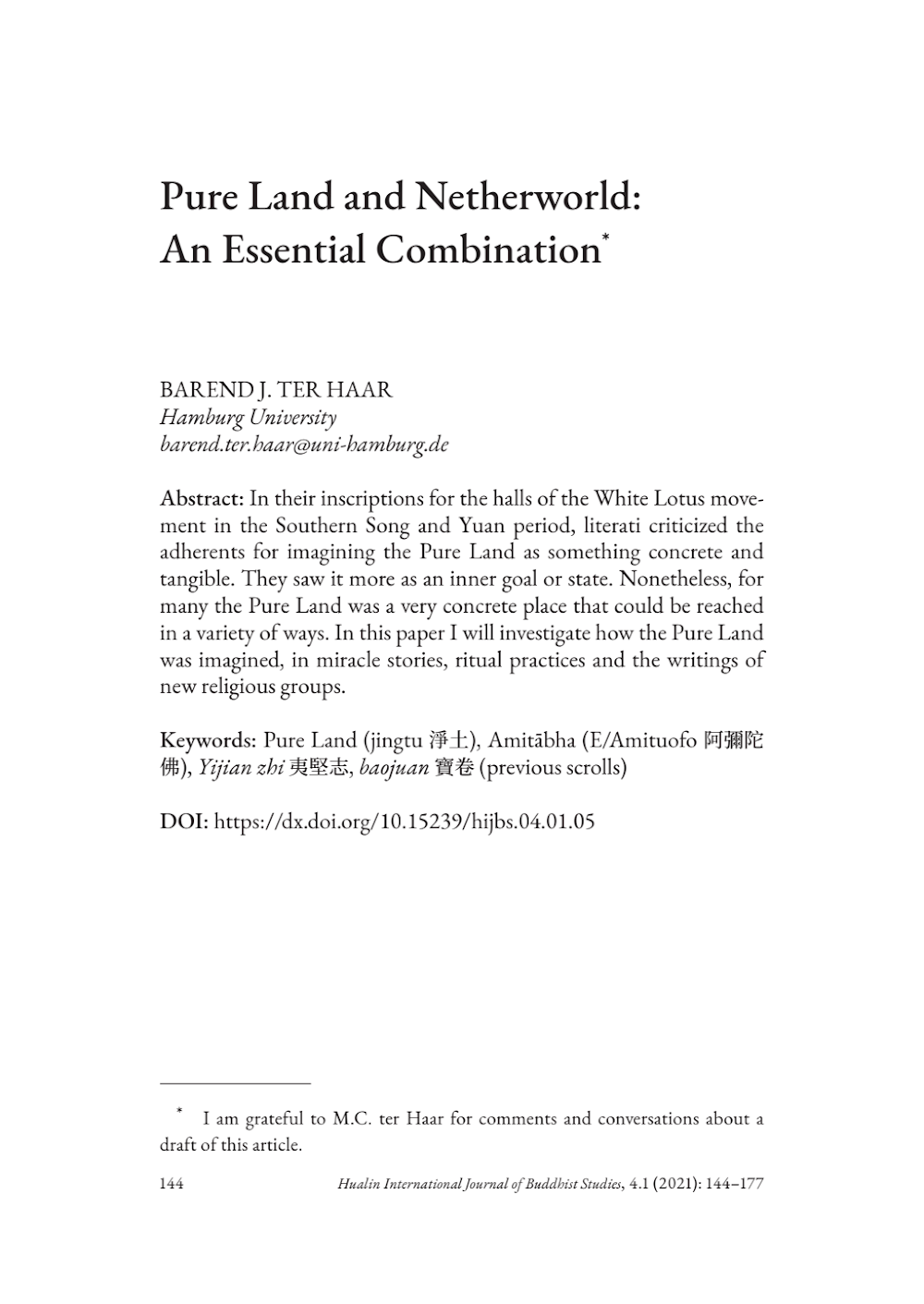 Pure Land and Netherworld: An Essential Combination Pure Land and Netherworld: An Essential Combination