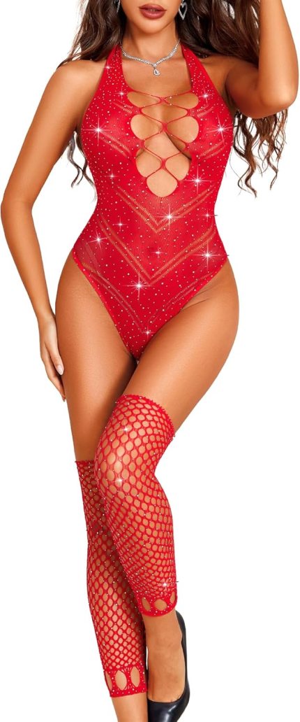 RSLOVE Sexy Lingerie for Women Bodysuit – Womens Fishnet Teddy Outfits Mesh Rhinestone Lingerie Set Cut Out Exotic Nightwear RSLOVE Sexy Lingerie for Women Bodysuit – Womens Fishnet Teddy Outfits Mesh Rhinestone Lingerie Set Cut Out Exotic Nightwear