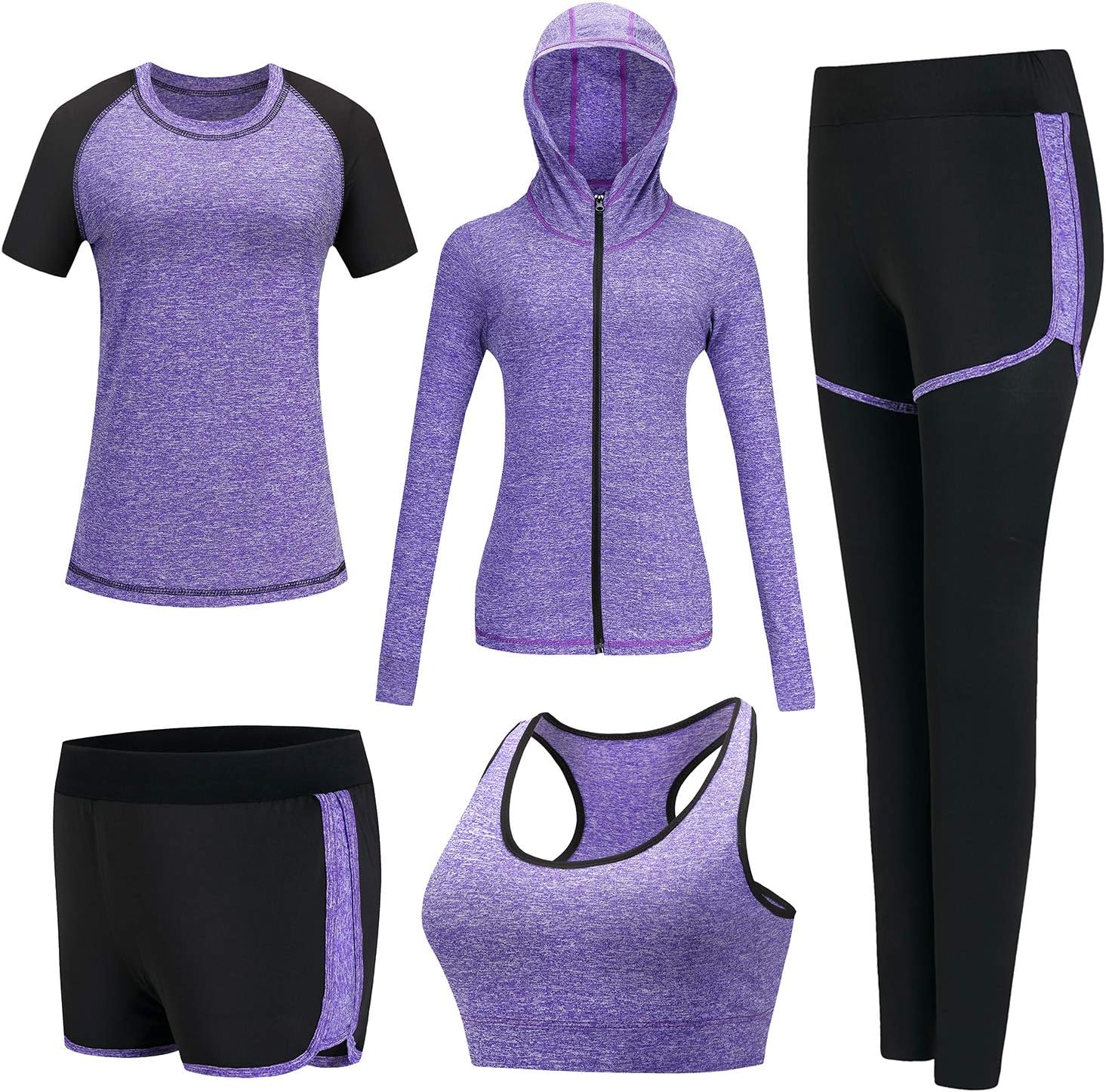 5pcs Workout Outfits for Women Athletic Sets Sport Suits Yoga Gym Fitness Exercise Clothes Jogging Tracksuits 5pcs Workout Outfits for Women Athletic Sets Sport Suits Yoga Gym Fitness Exercise Clothes Jogging Tracksuits
