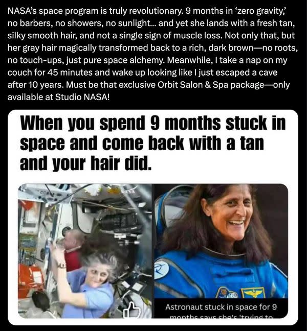 Images do not present NASA astronaut returned to Earth with darkish hair regardless of it being grey in house Images do not present NASA astronaut returned to Earth with darkish hair regardless of it being grey in house