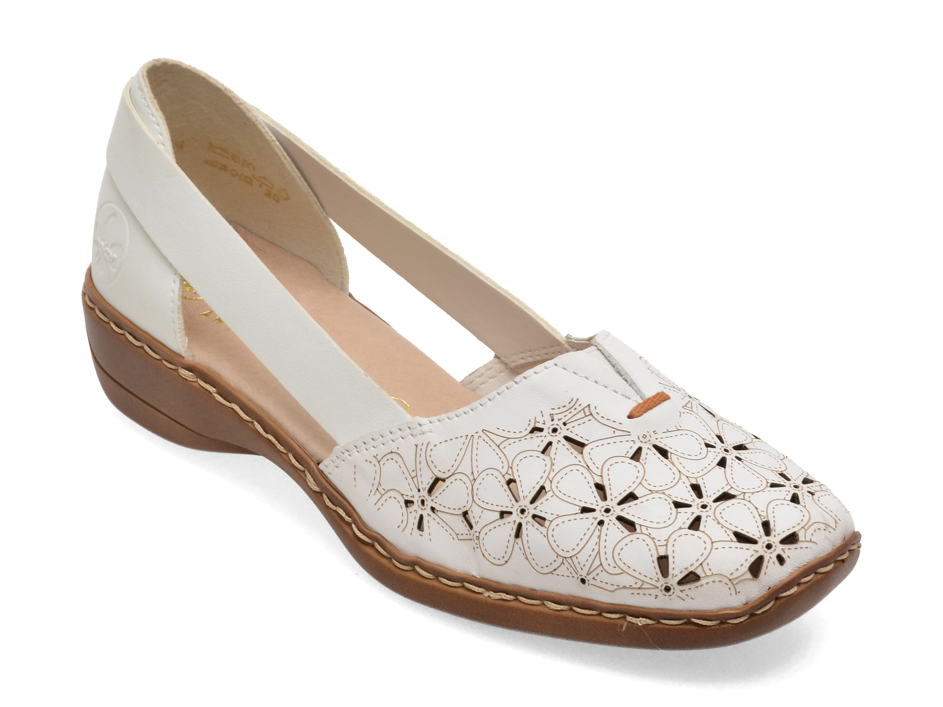 Pantofi albi, 41356, din piele naturală – Rieker Pantofi albi, 41356, din piele naturală – Rieker