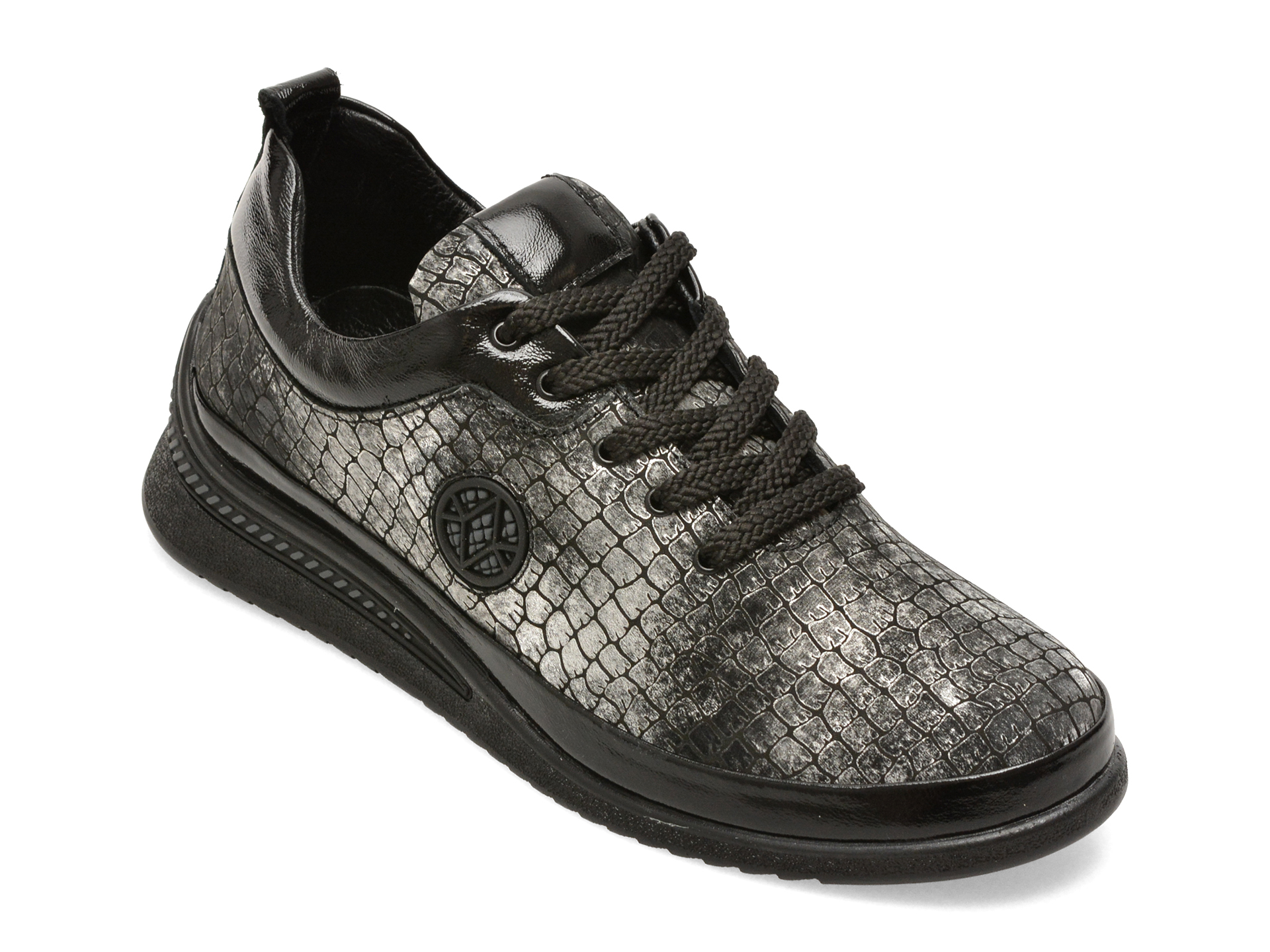 Pantofi gri din piele naturală lăcuită, 251KS42 – Image Pantofi gri din piele naturală lăcuită, 251KS42 – Image